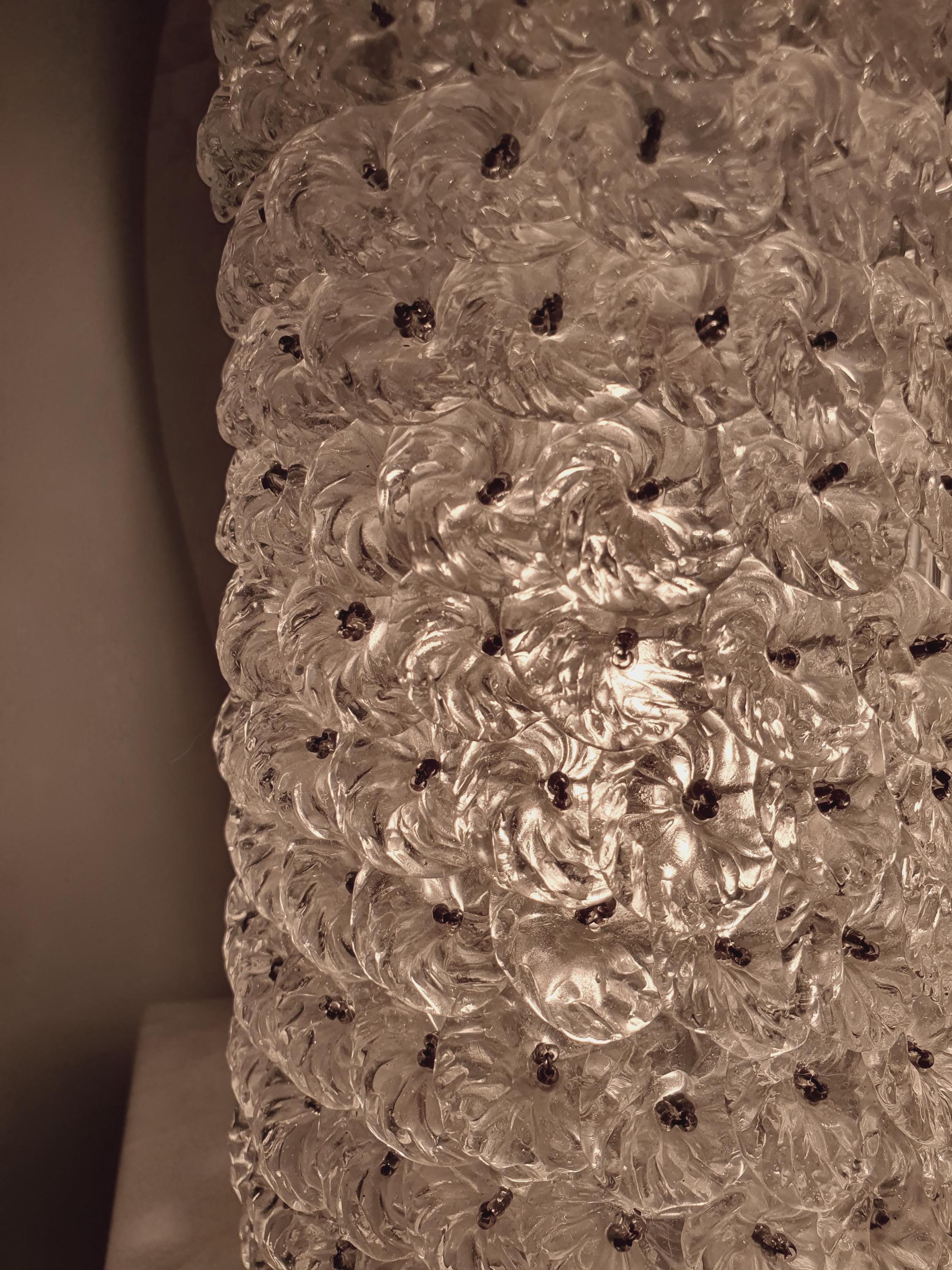 Vintage Murano Glass Floral Table Lamp: Retro Bedside Light