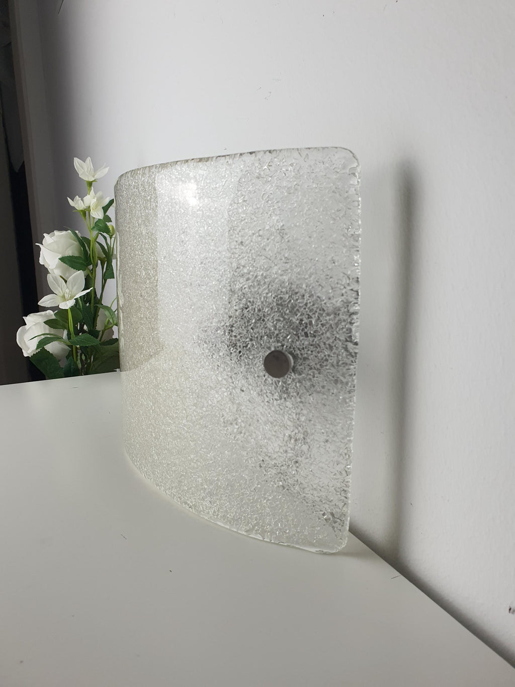 Ruggiu G3121.03 half moon curved single clear frosted Venice glass wall sconce
