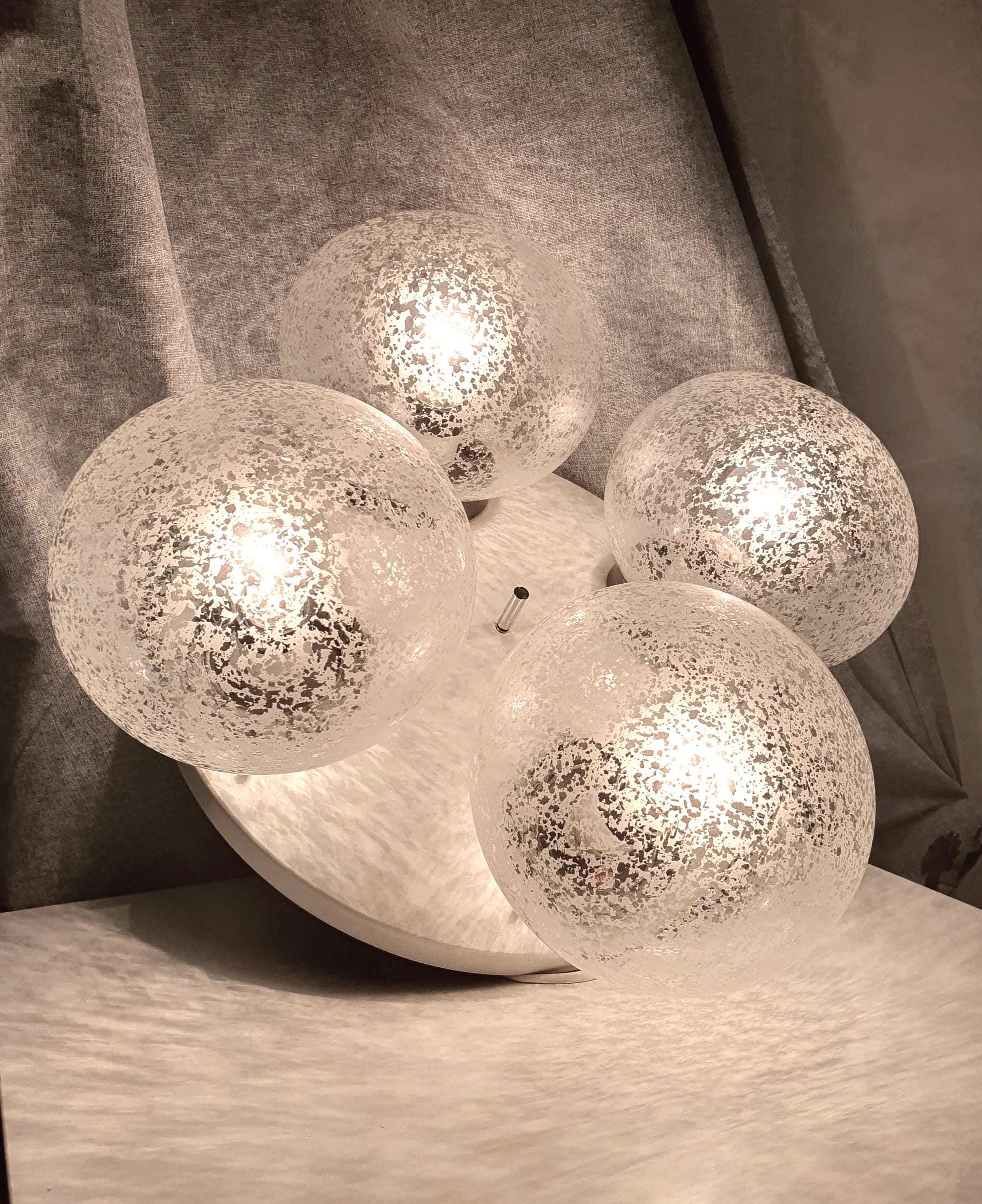 Stilnovo Vintage 4-Globe Flush Mount Light: Italian Mid-Century Modern