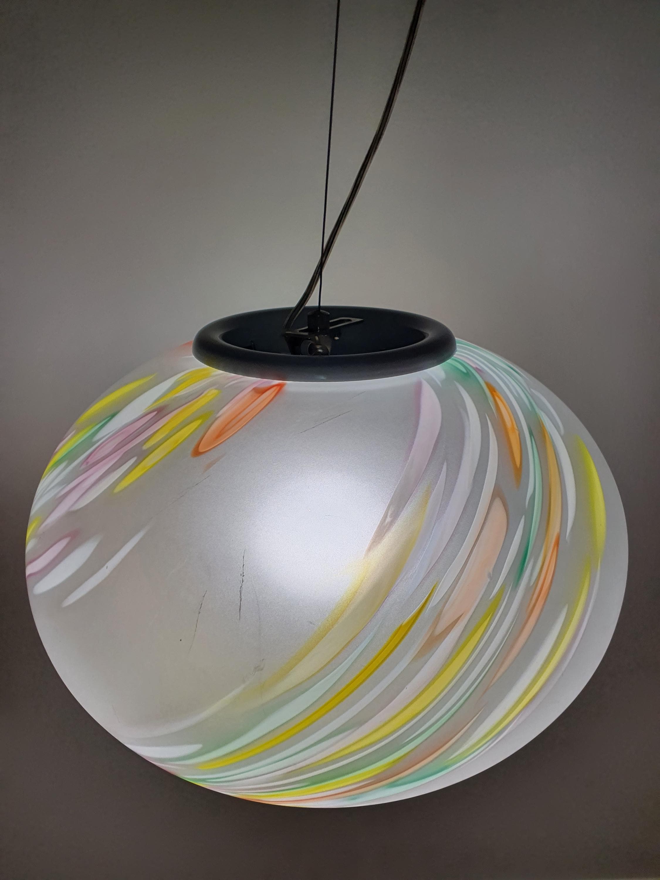 复古 Murano 玻璃吊灯 | Due P. 彩色斑点球形灯 | 意大利中世纪设计