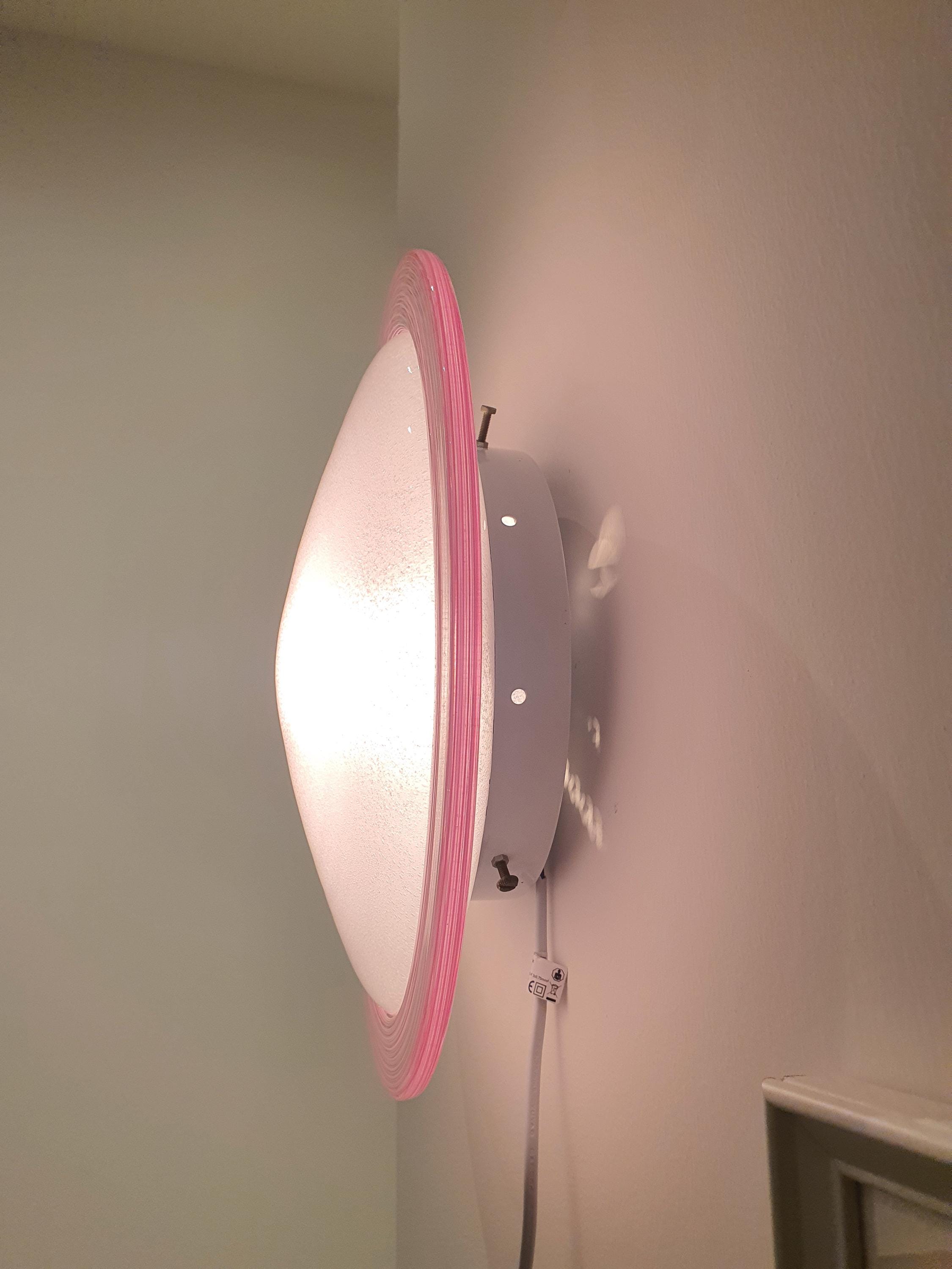 Vintage Murano Glass Flush Mount Light: Pink Filigree Bubble Design