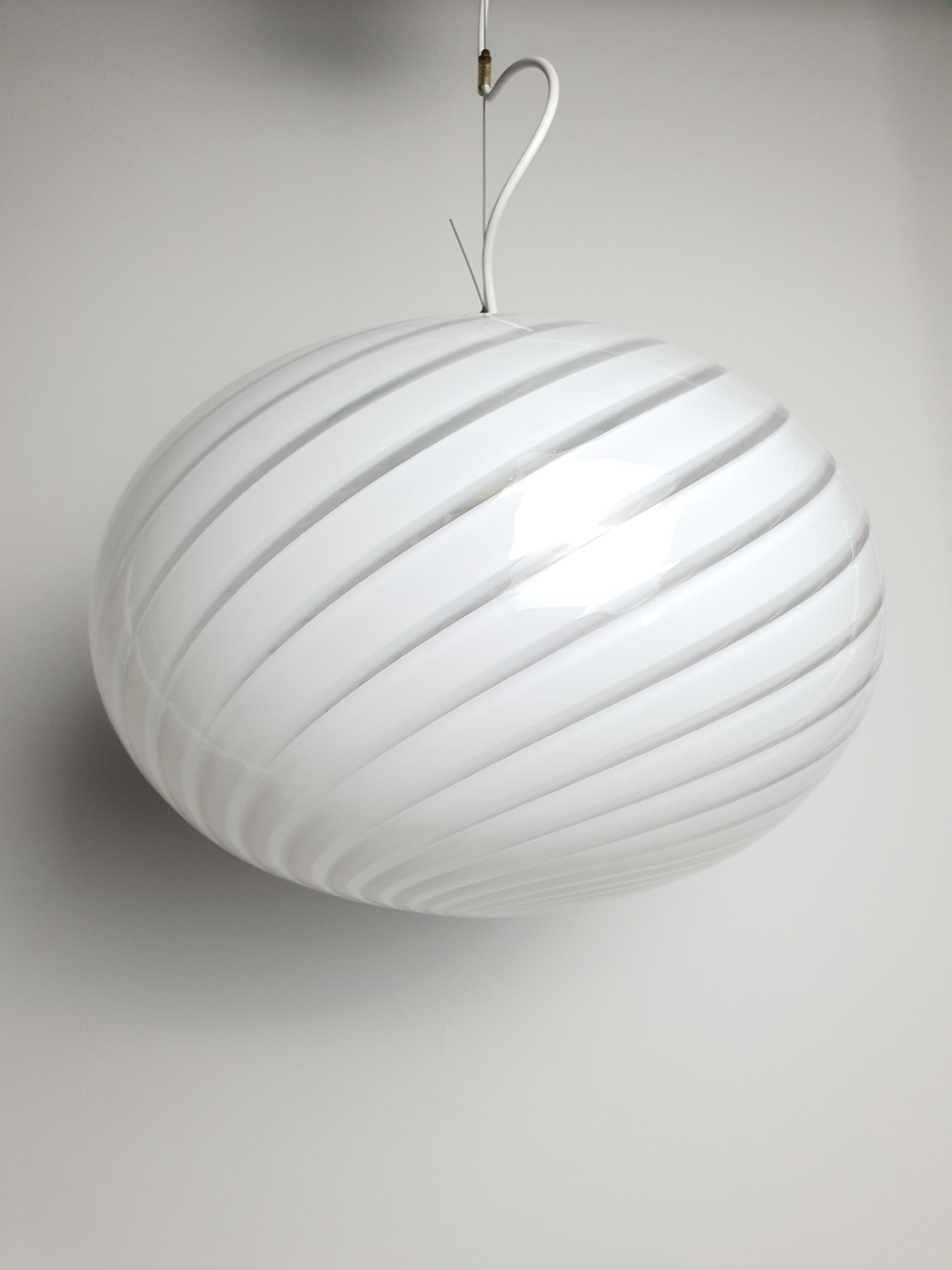 Murano Glass Globe Pendant Light: Mid-Century Modern Italian Chandelier