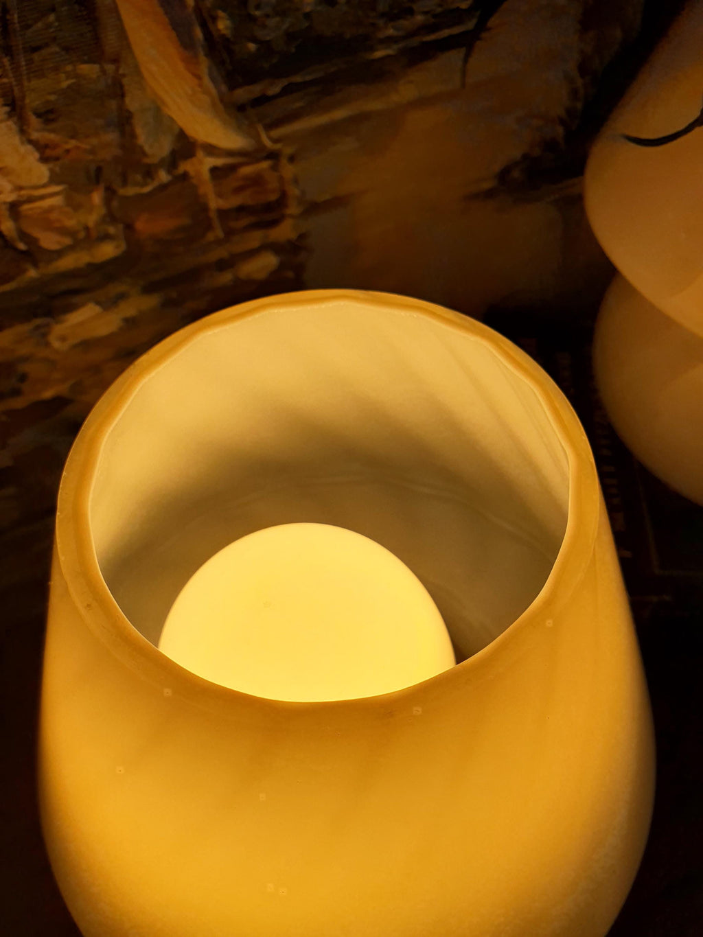 Vintage Murano Glass Mushroom Lamps: White Swirl Bedside Lighting