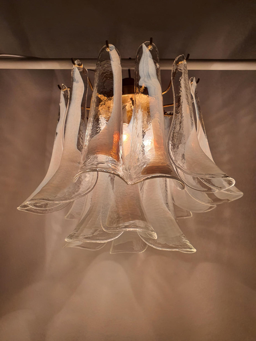 La Murrina White Petals Chandelier | Vintage Handblown Murano Glass | Italian Mid-Century Hollywood Regency