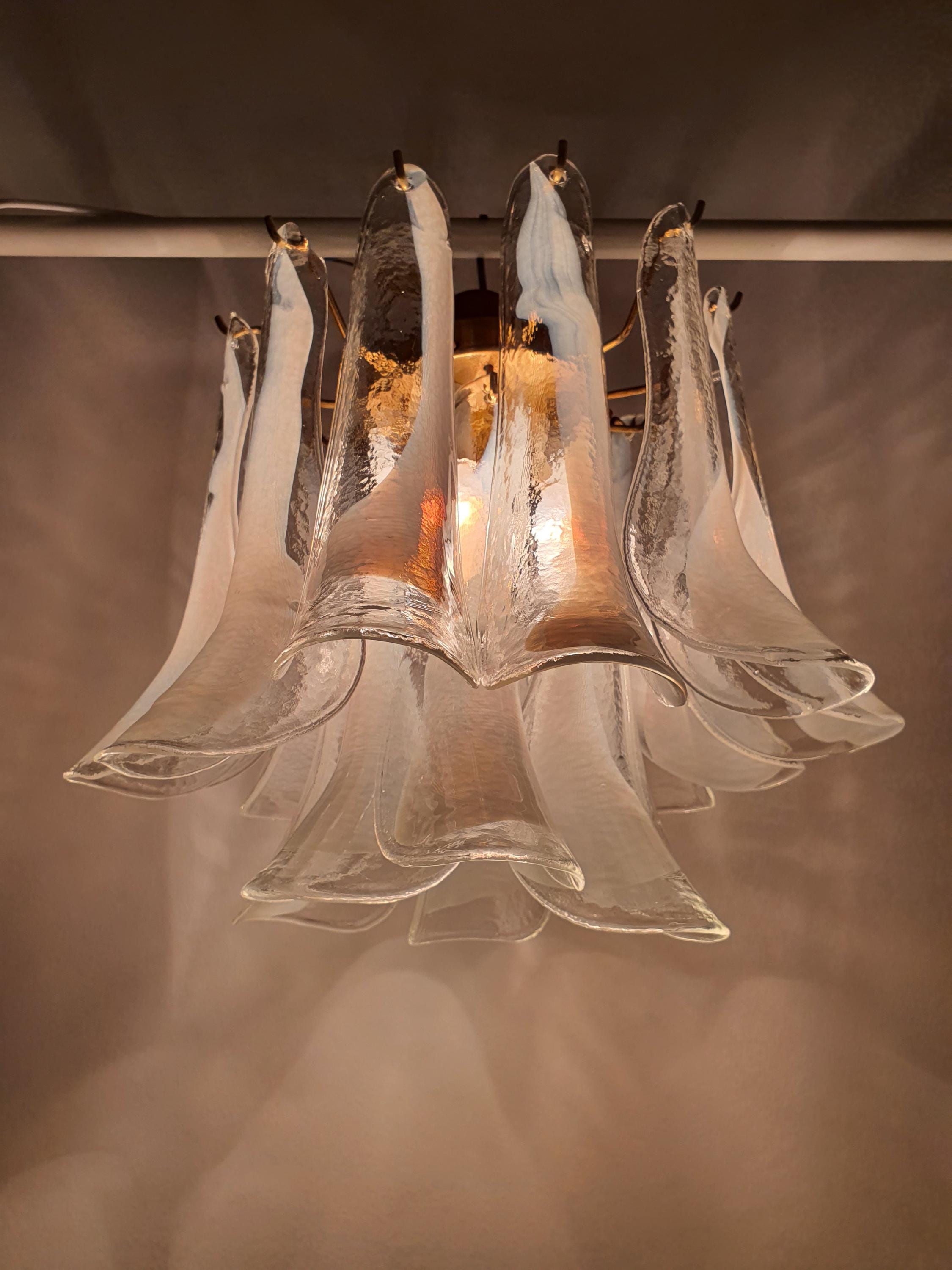 La Murrina White Petals Chandelier | Vintage Handblown Murano Glass | Italian Mid-Century Hollywood Regency