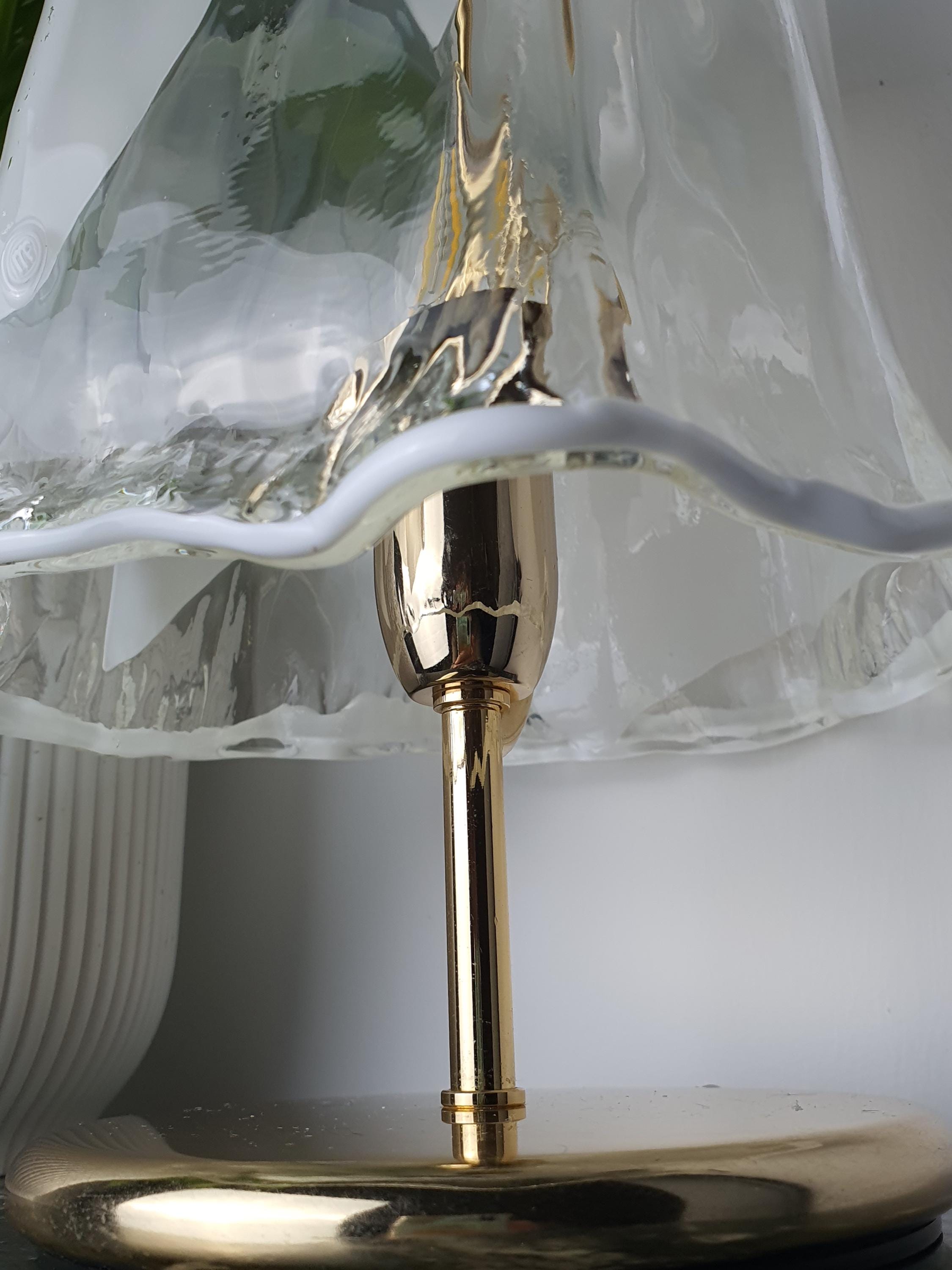 La Murrina Vintage Murano Glass White & Clear Floral Bedside Lamp