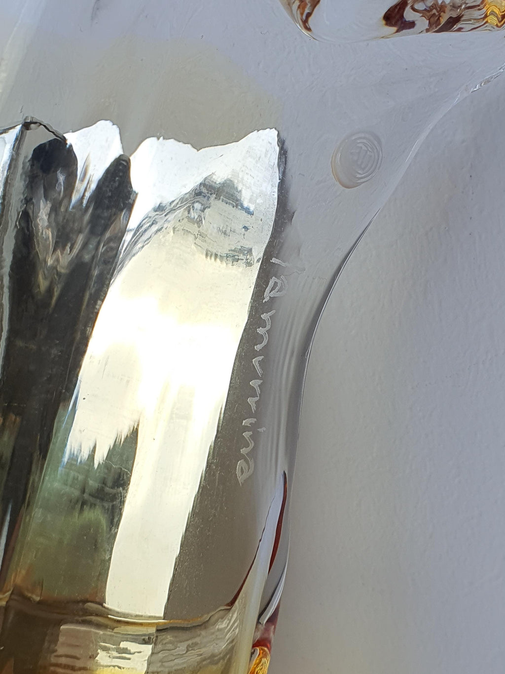 Pair of La Murrina Murano Glass Caramel Wall Sconces Clear Tulip Chrome