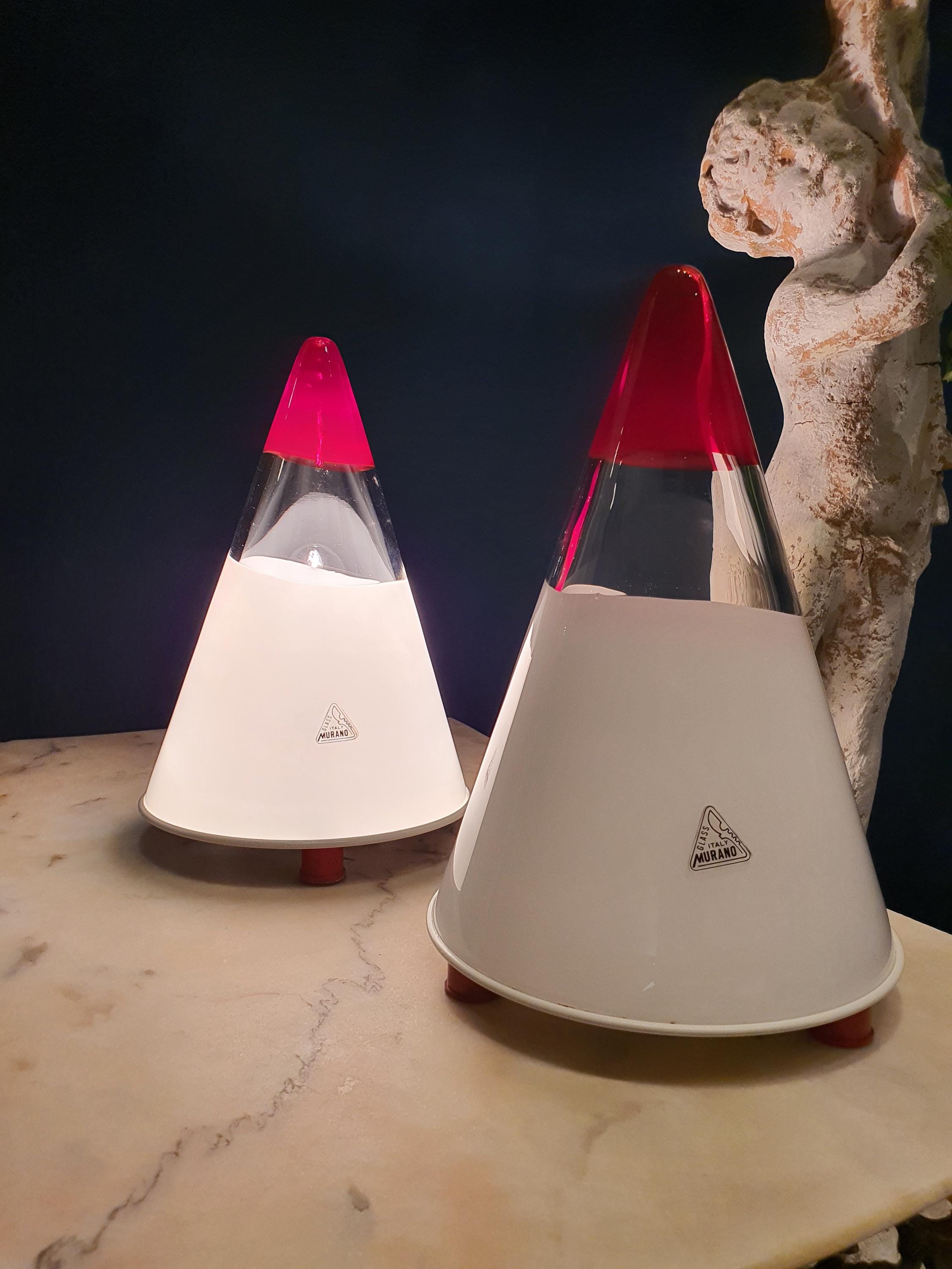 Vintage Murano Glass Table Lamps: Cone-Shaped MCM Italian Lighting