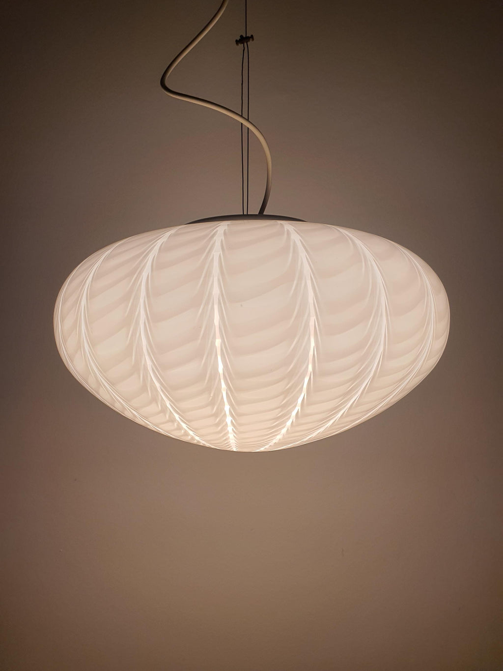 Murano Glass Wave Globe Pendant Light: Handcrafted MCM Scandinavian Decor