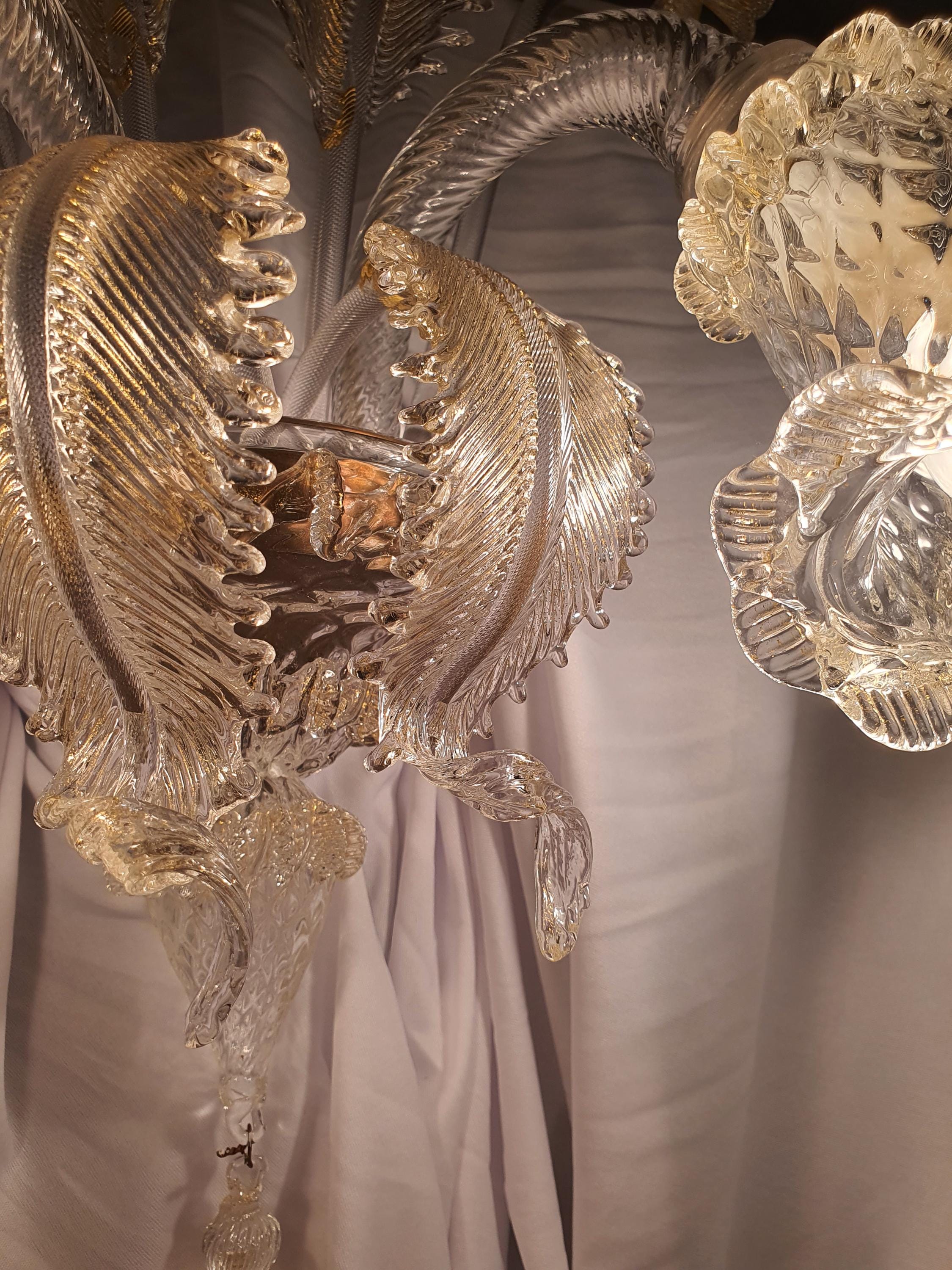 Vintage Murano Glass Wall Sconce: Golden Tulip Hollywood Regency Lighting