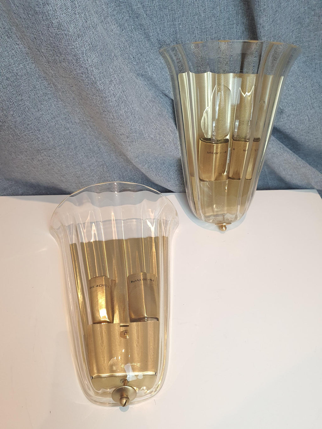 La Murrina Floral Wall Sconces: Murano Glass with Golden Base (Pair)