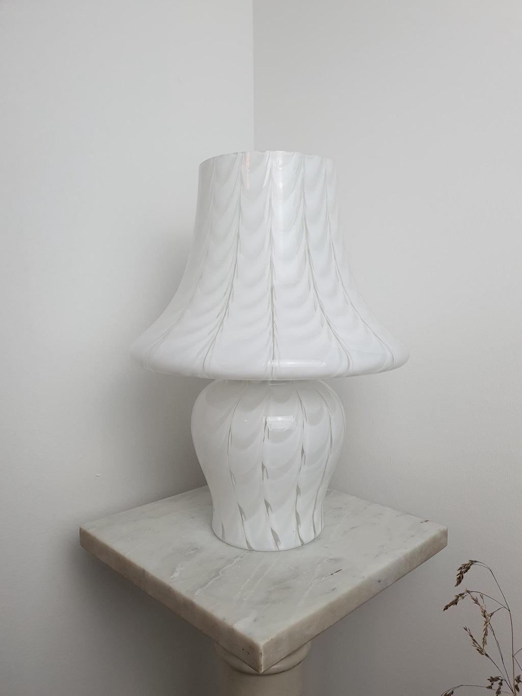 Vintage Murano Glass Mushroom Table Lamp | Waved Mouth-Blown Italian Lighting