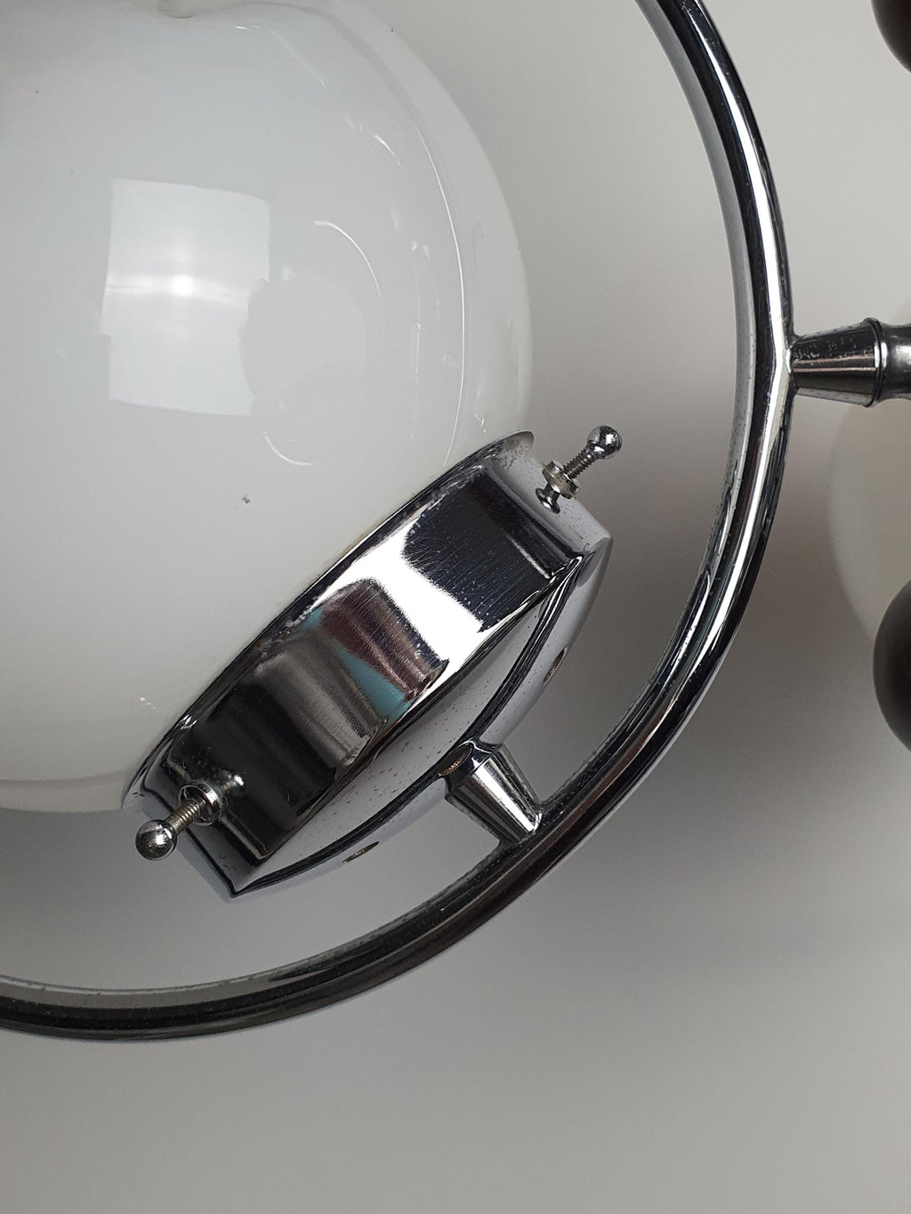 Vintage Murano Glass Chandelier | Mazzega Style | 3-Arm Globes | Chrome & Wooden Base