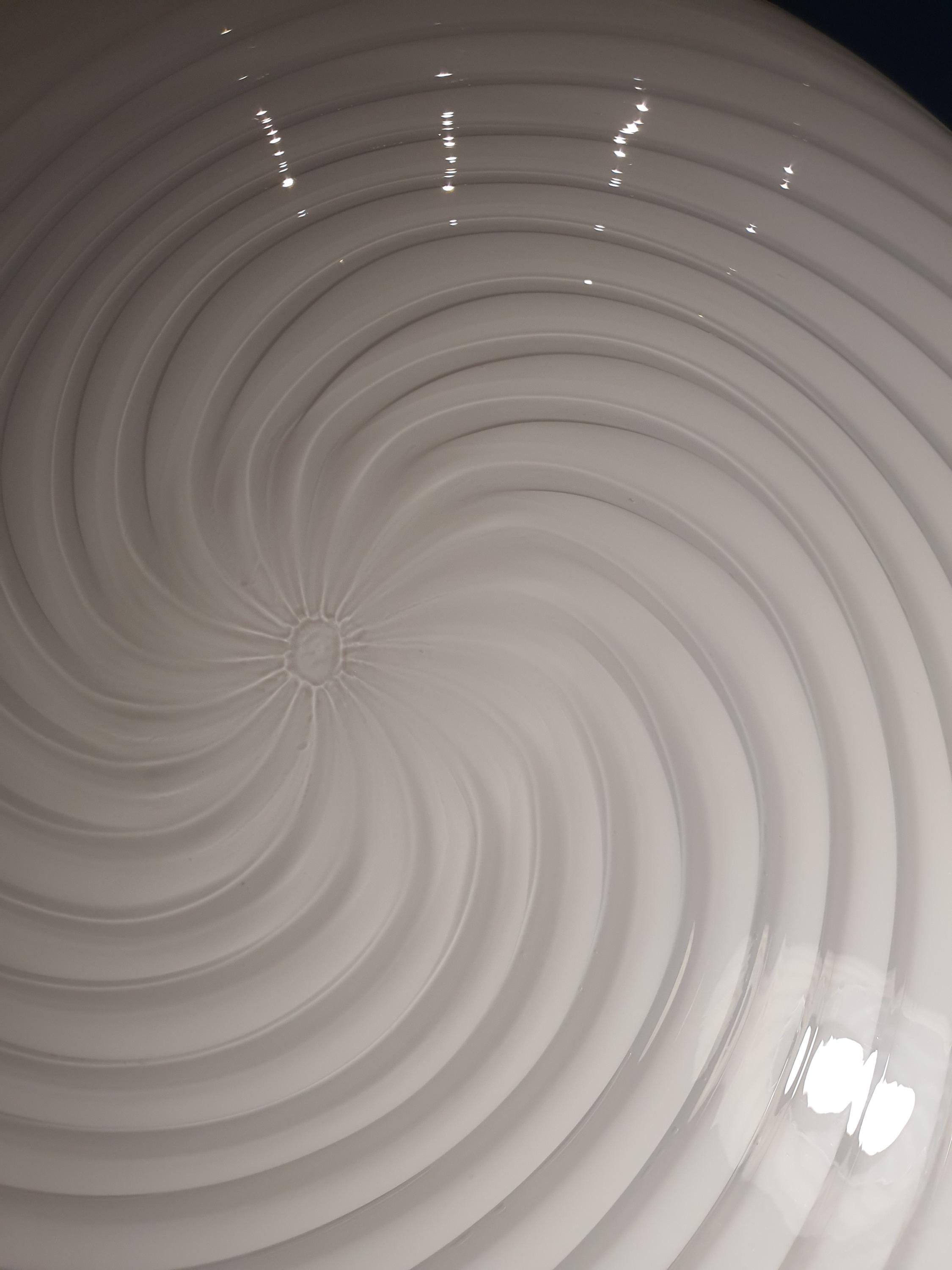 De Majo Murano Glass Flush Mount Light: Vintage White Swirl