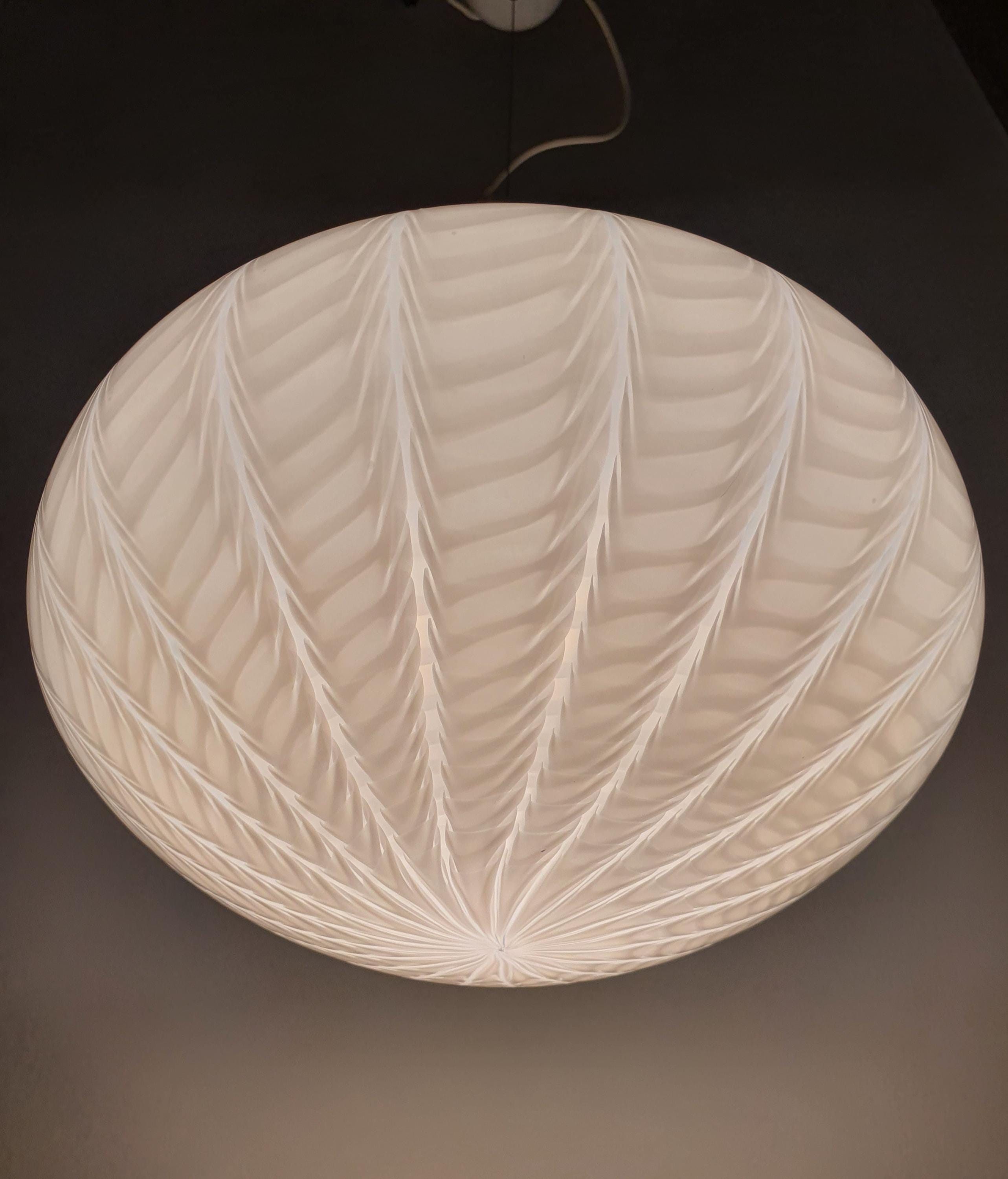Murano Glass Wave Globe Pendant Light: Handcrafted MCM Scandinavian Decor
