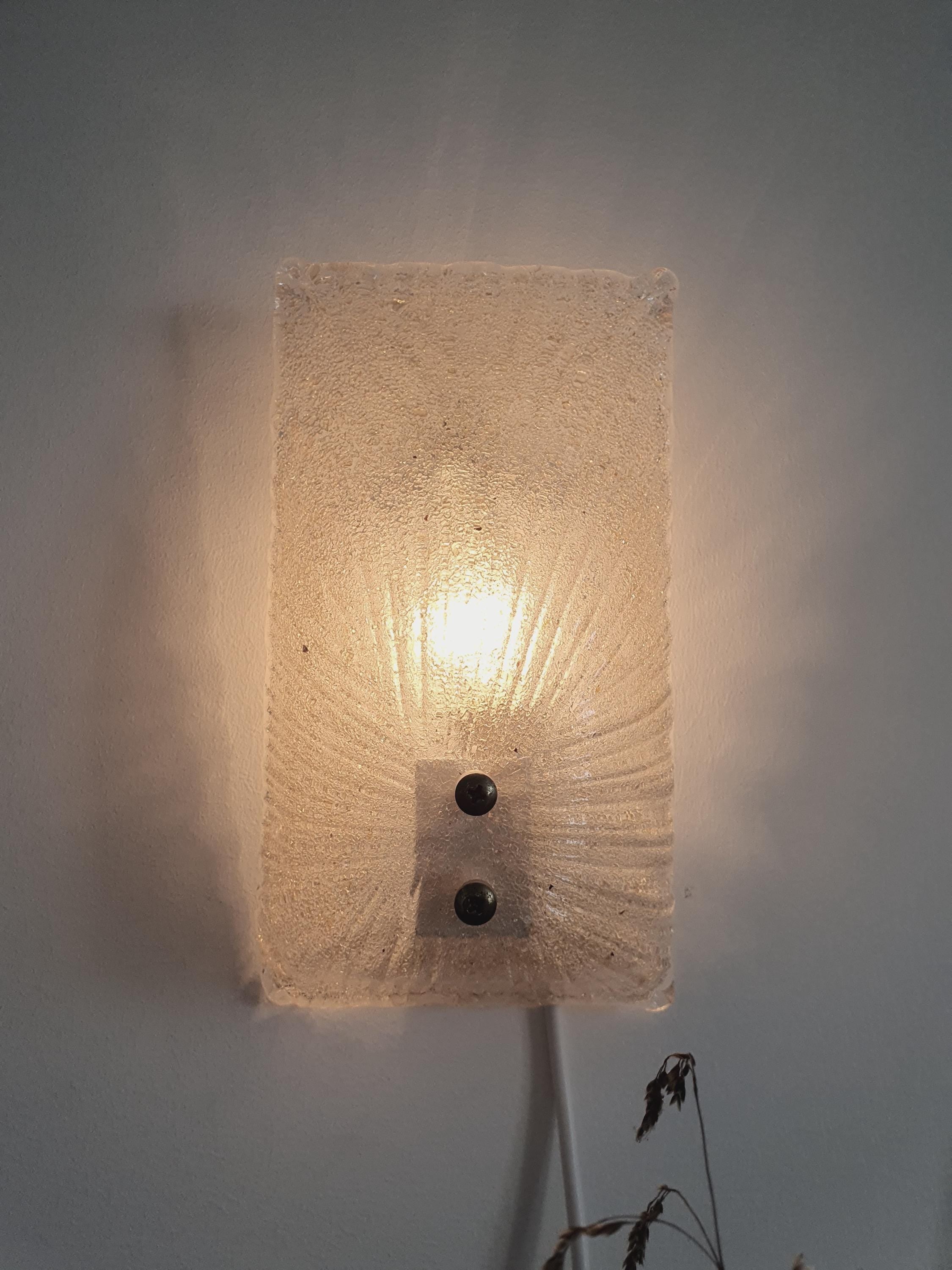 Vintage Murano Glass Wall Sconce: Beige Frosted Shell, Italian Lighting