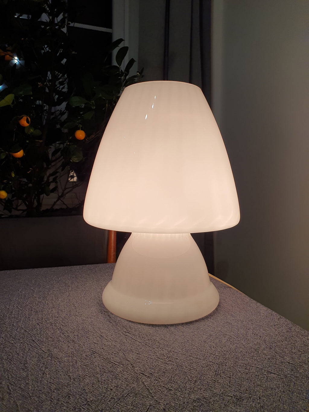 XXL Murano Glass Mushroom Lamp: White Swirl, Mid-Century Modern