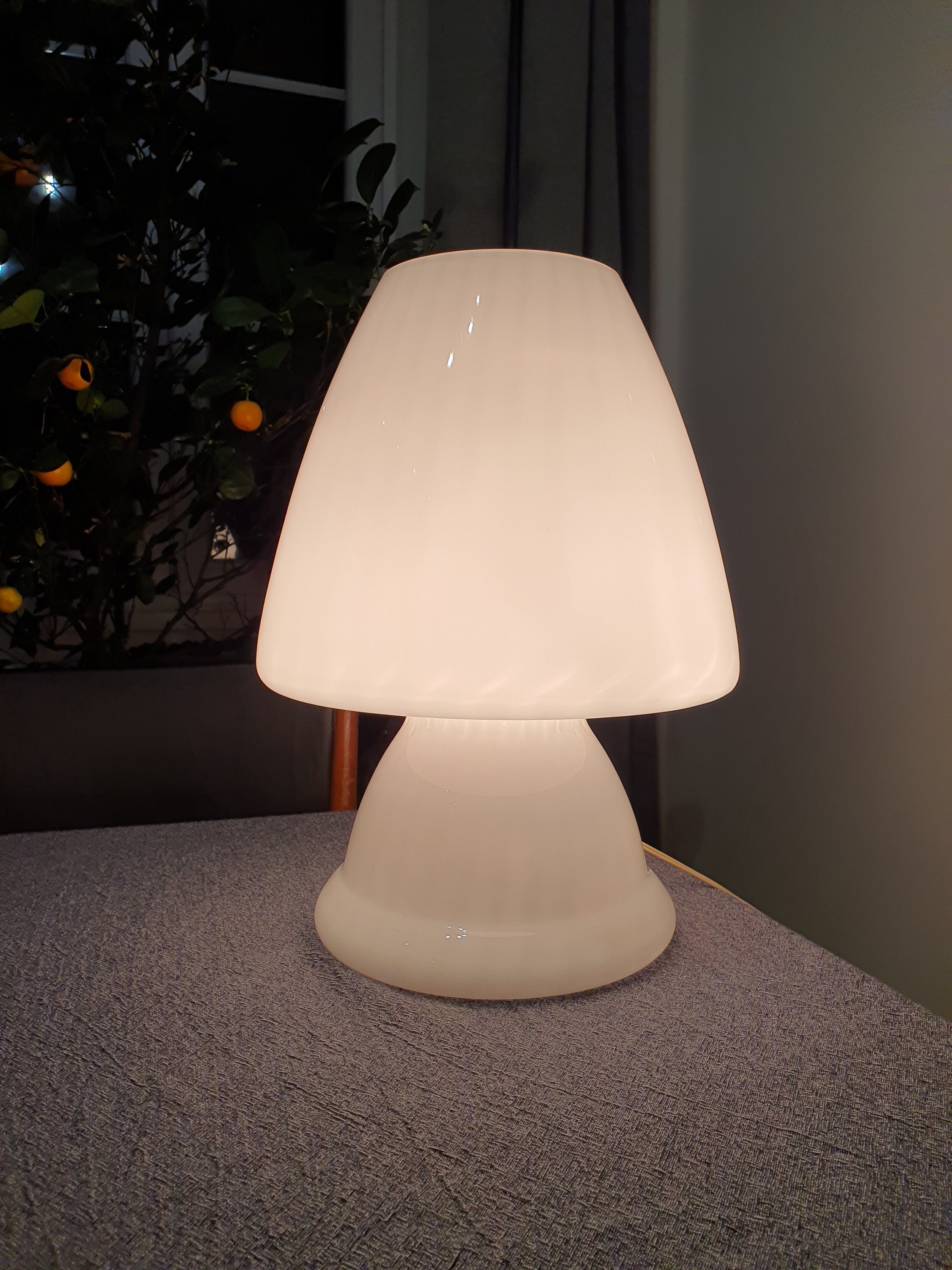 XXL Murano Glass Mushroom Lamp: White Swirl, Mid-Century Modern