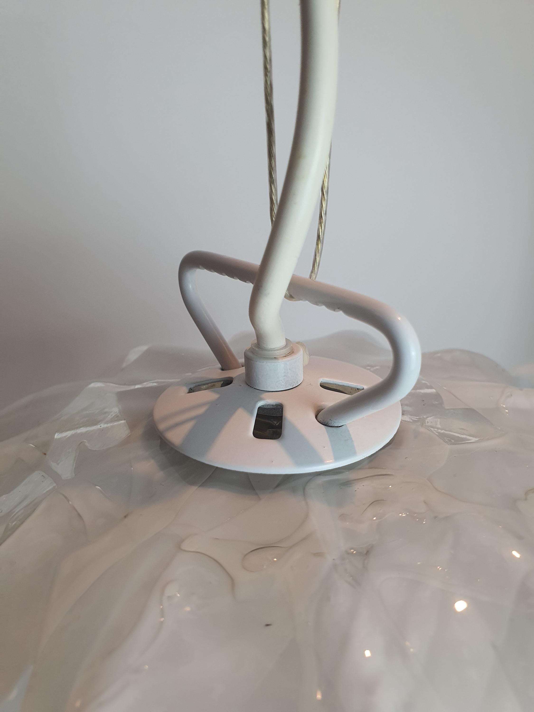 Vintage La Murrina White Tulip Pendant Light | Murano Glass Hat Design | Italian Mid-Century Lighting