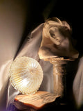 Vintage Murano glass flush mount with a shell-shaped iced glass shade
