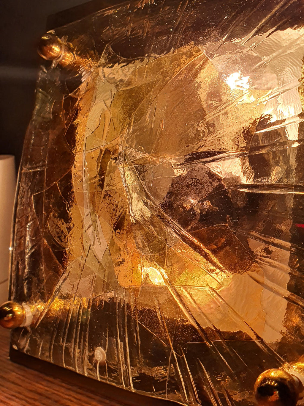 La Murrina organic shape square flush mount in handcrafted Murano glass | clear glass golden base art nouveau luxurious ceiling wall light
