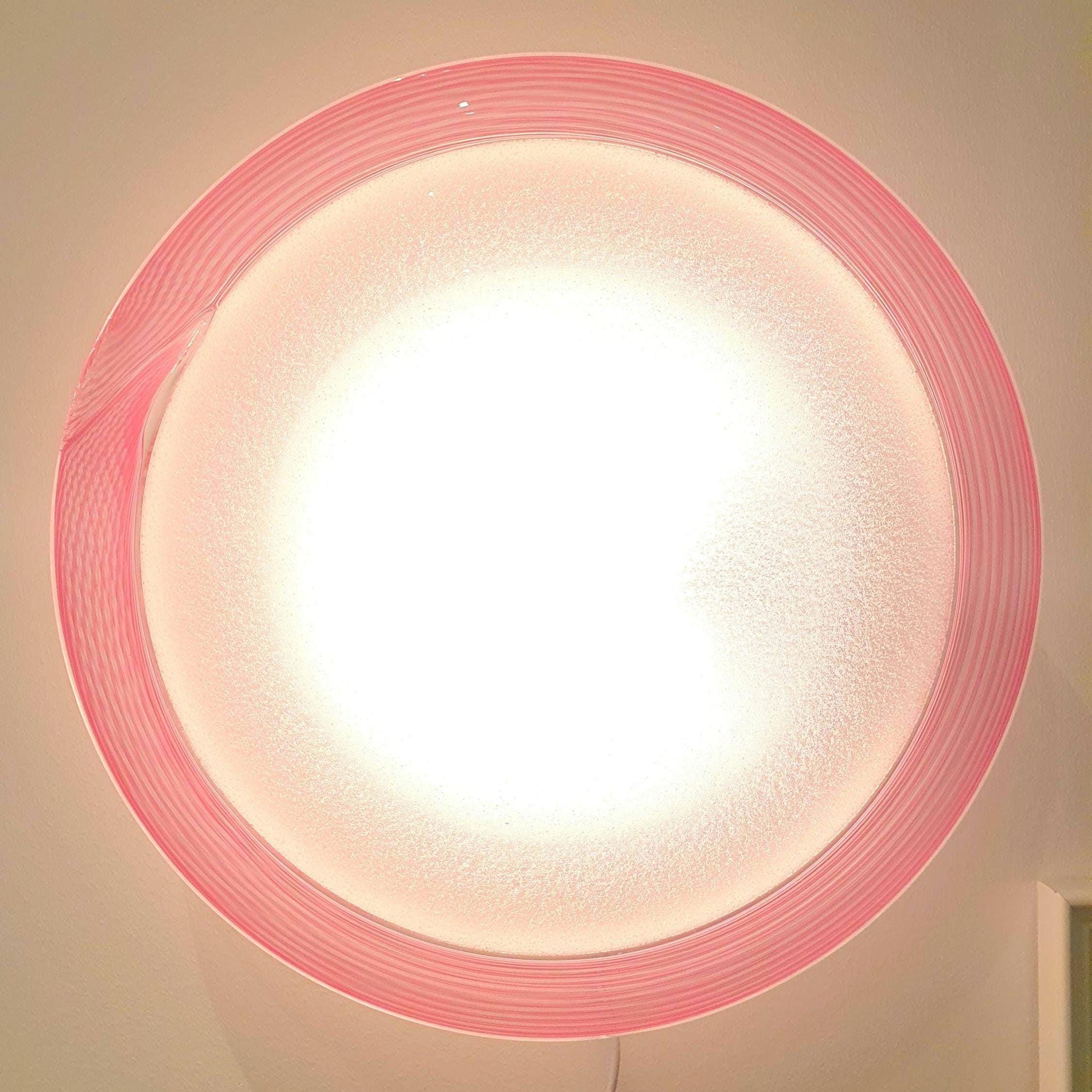 Vintage Murano Glass Flush Mount Light: Pink Filigree Bubble Design