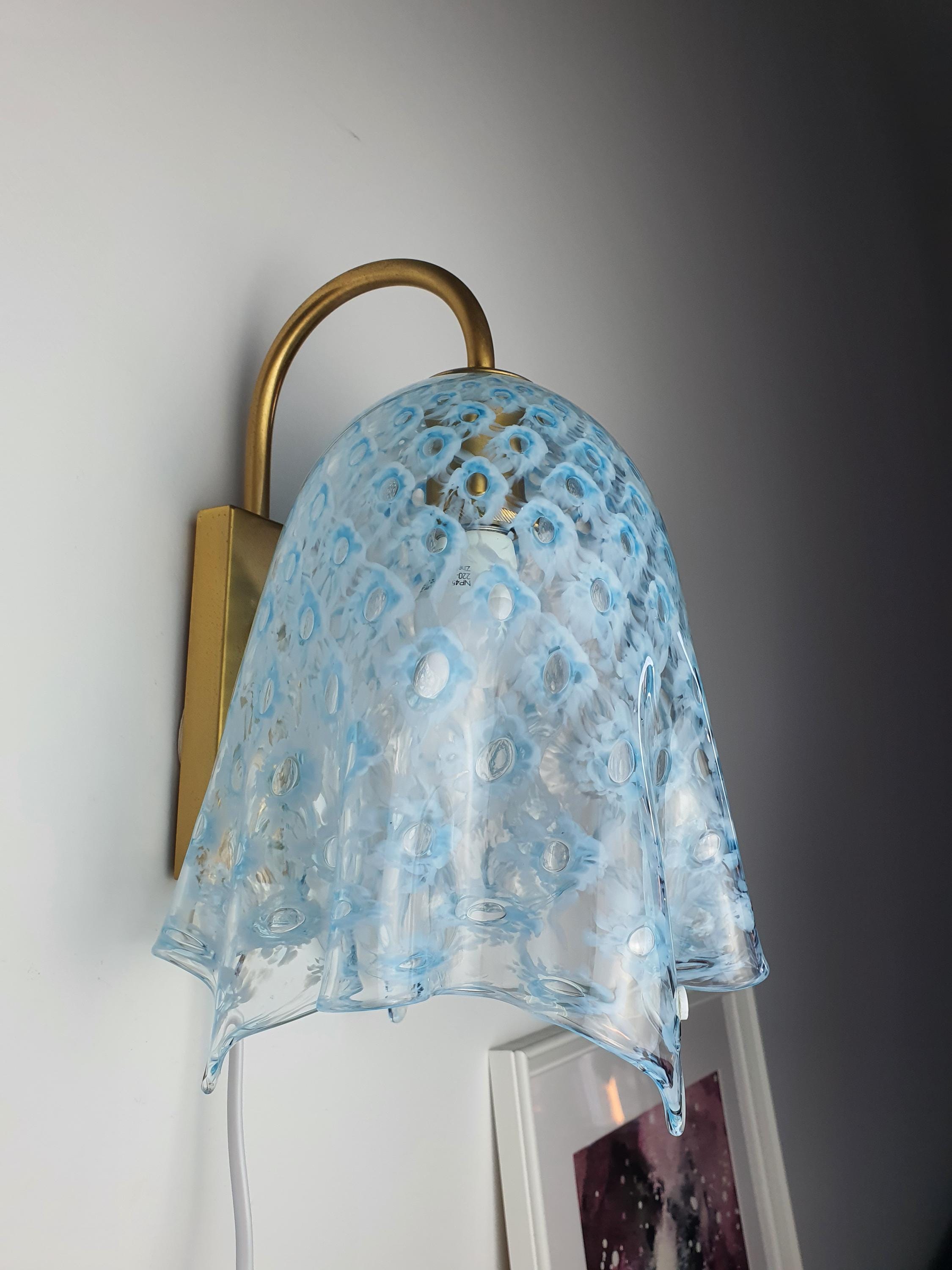 La Murrina Murano Glass Blue Flowing Wall Sconce | Vintage Art Deco Italian Lighting