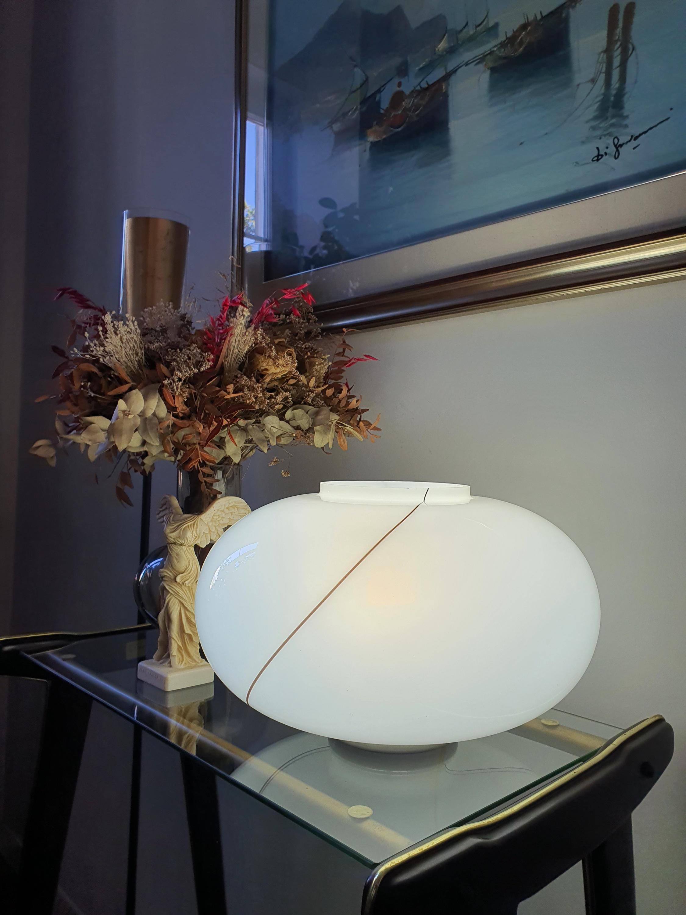 Midcentury Murano Glass Desk Lamp: Italian MCM Bedside Light