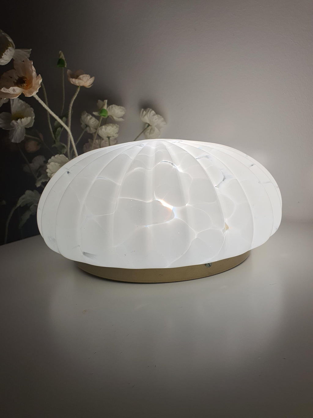 Vintage Spotted Glass Flower Shape Flush Mount Light