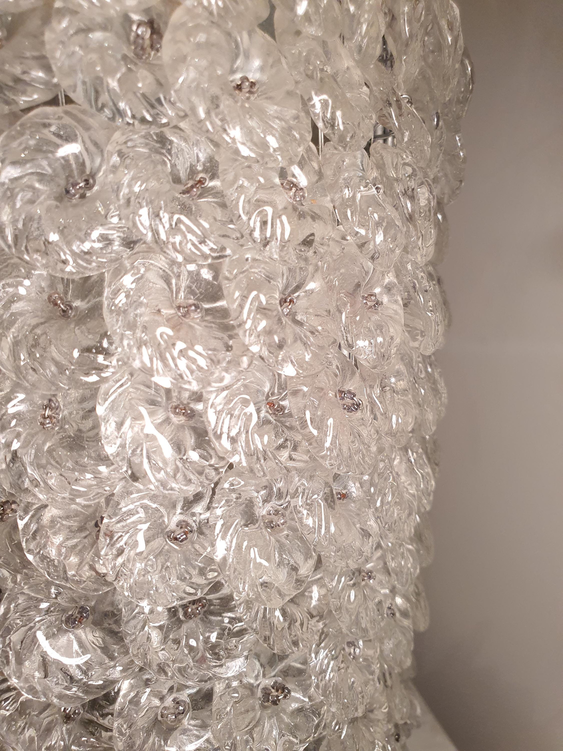 Vintage Murano Glass Floral Table Lamp: Retro Bedside Light