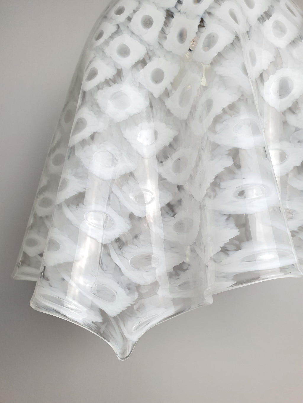 La Murrina Murano Glass Pendant Light: Bubbled White Skirt, Mid-Century Modern