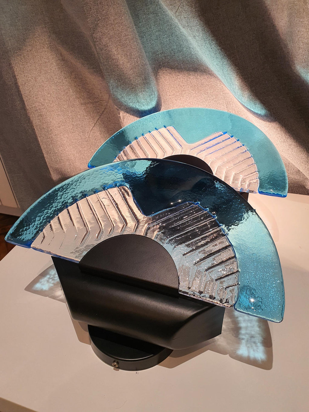 Vintage Blue Murano Glass Sconces: Italian Retro Light Fixtures