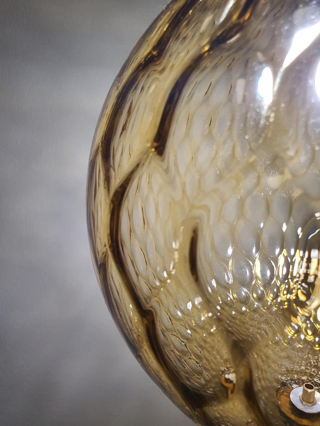 Vintage Murano Glass Caramel Honeycomb Globe Pendant Light – Art Deco, Brass Fitting