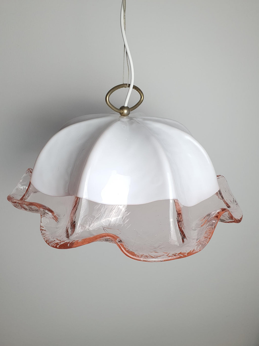 La Murrina Pink Tulip Pendant Light | Vintage Murano Glass Floral Lamp | Italian Mid-Century Lighting