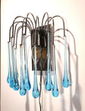 Vintage-Muranoglas blaue Tropfen-Wasserfall-Wandleuchte, italienisches Retro-Licht