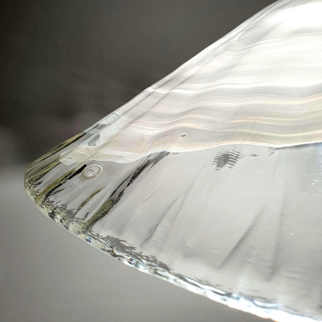 La Murrina vintage Murano glass cone pendant light, white wave pattern, Mid-Century Modern Italian design