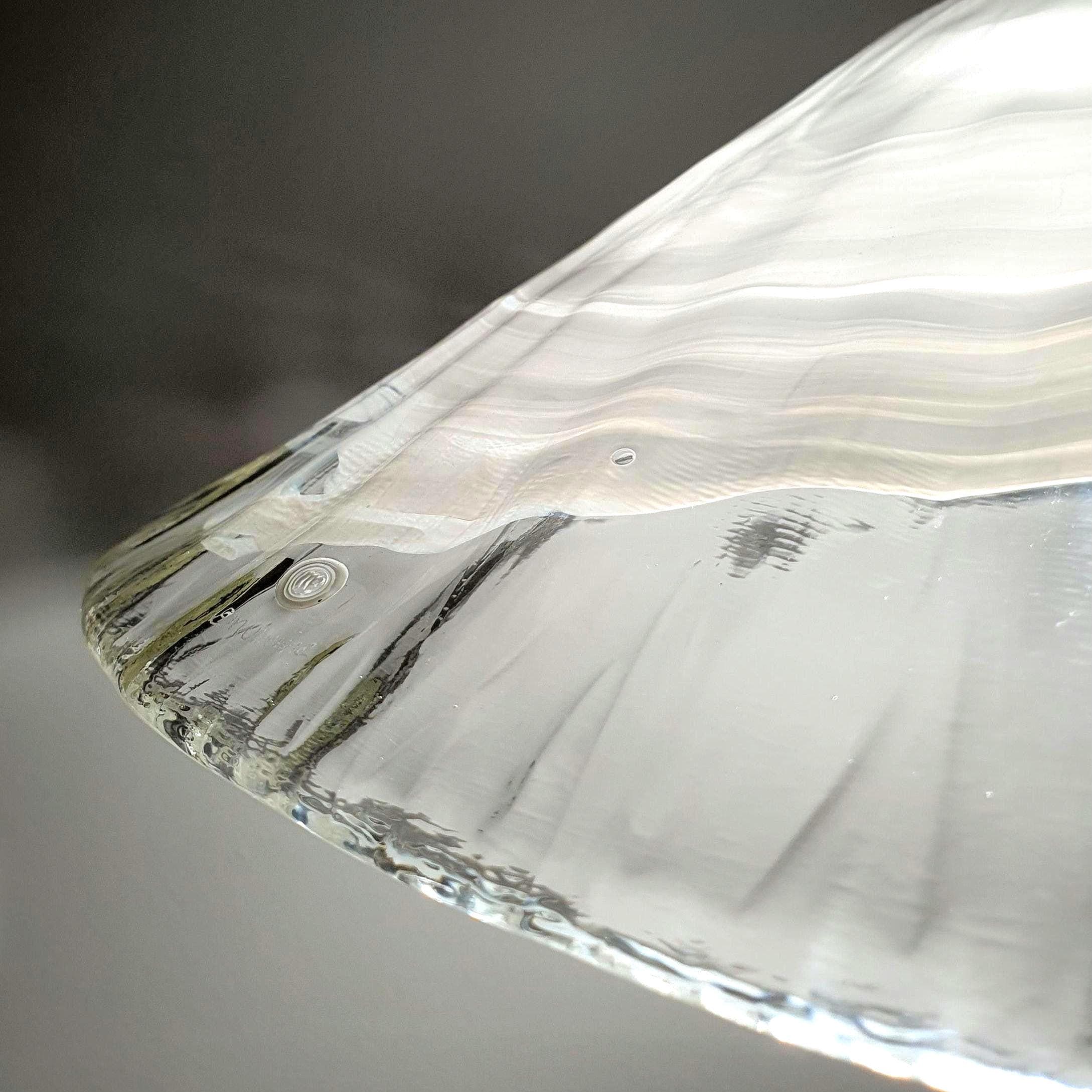 La Murrina vintage Murano glass cone pendant light, white wave pattern, Mid-Century Modern Italian design