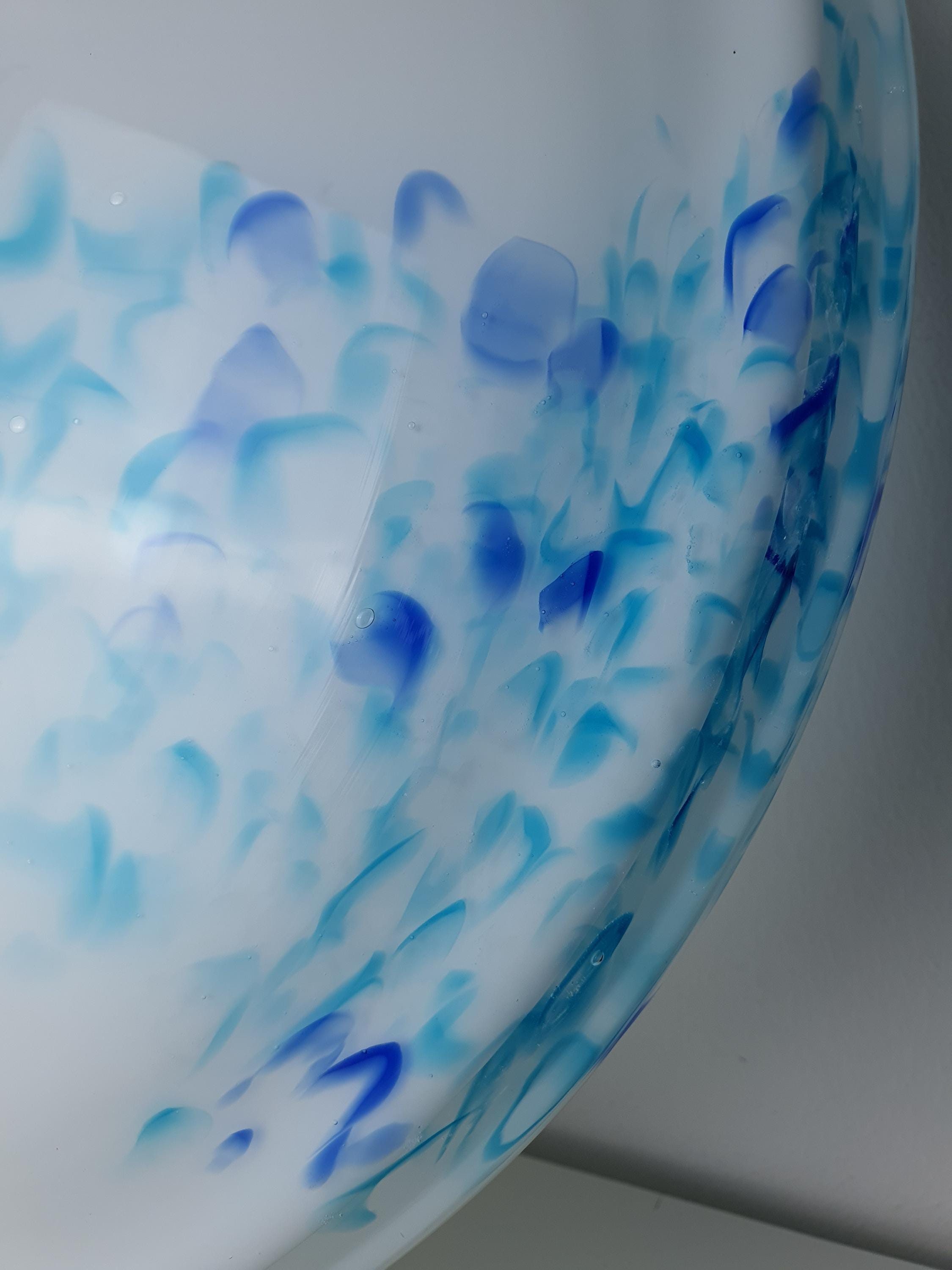 Vintage Murano Glass Flush Mount with Blue Murrine Spots