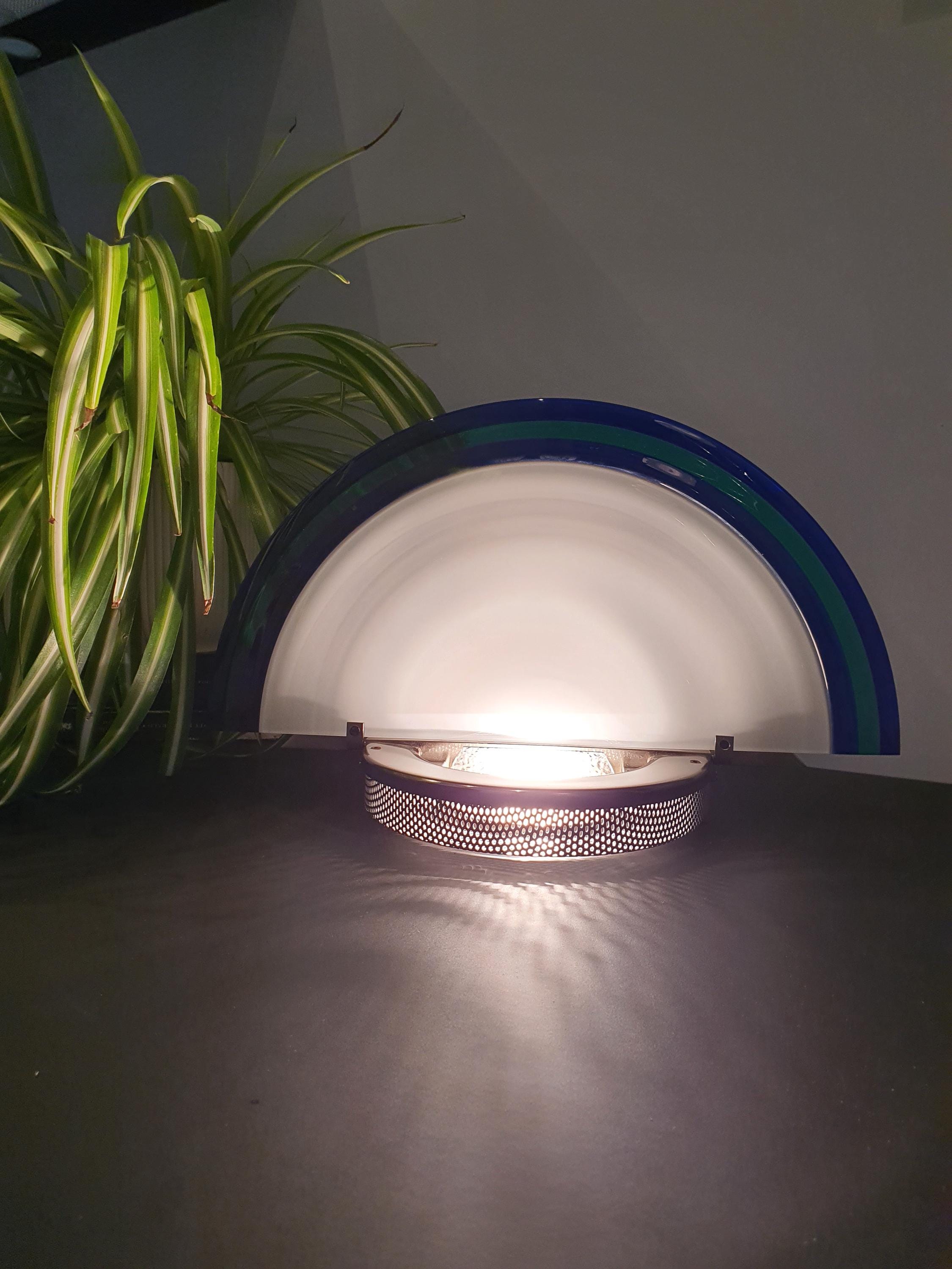De Majo Murano Glass Sconce: Art Deco Half-Moon Wall Light