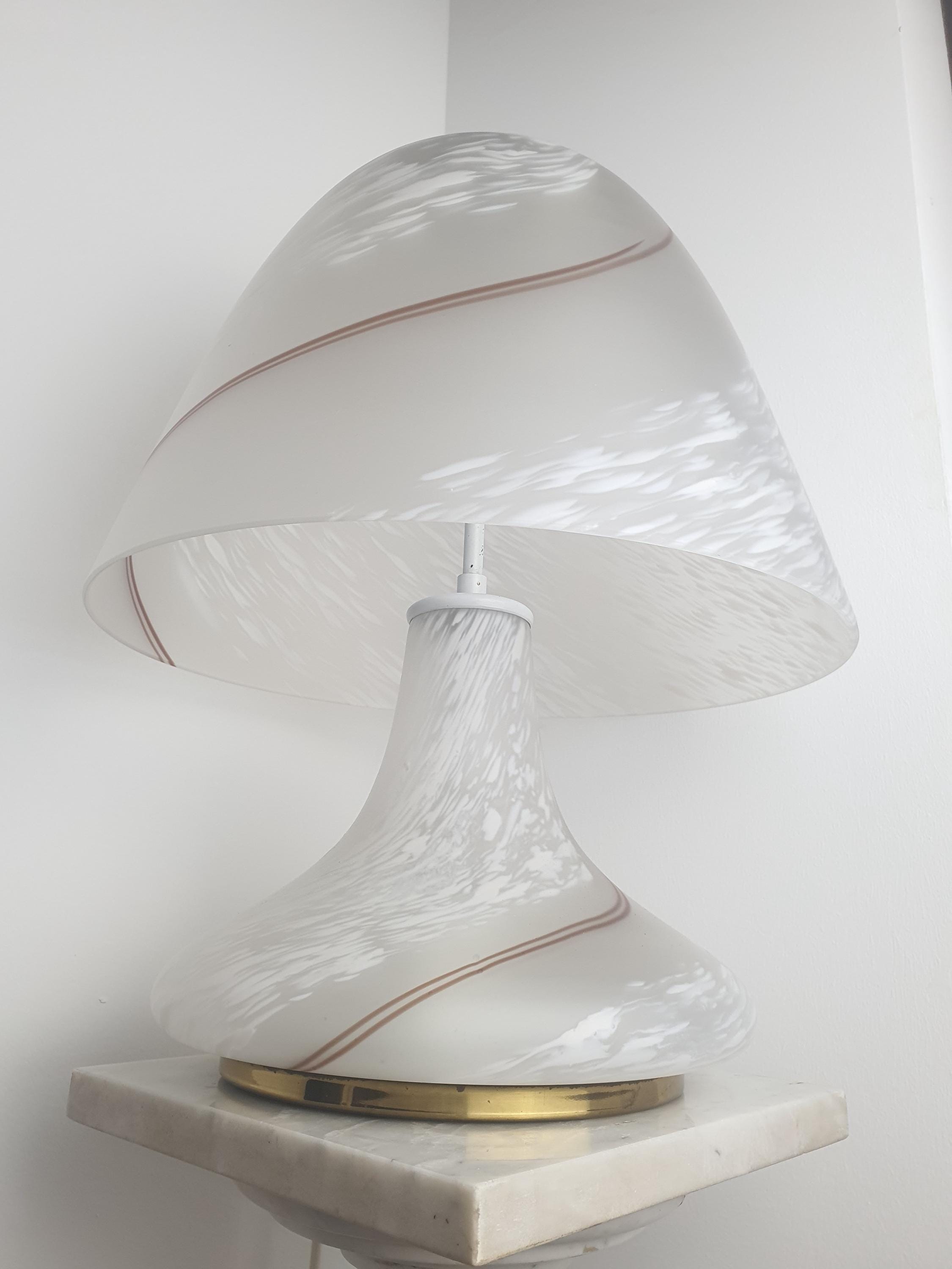 Large Murano Glass Mushroom Lamp: Italian Retro Ambient Light