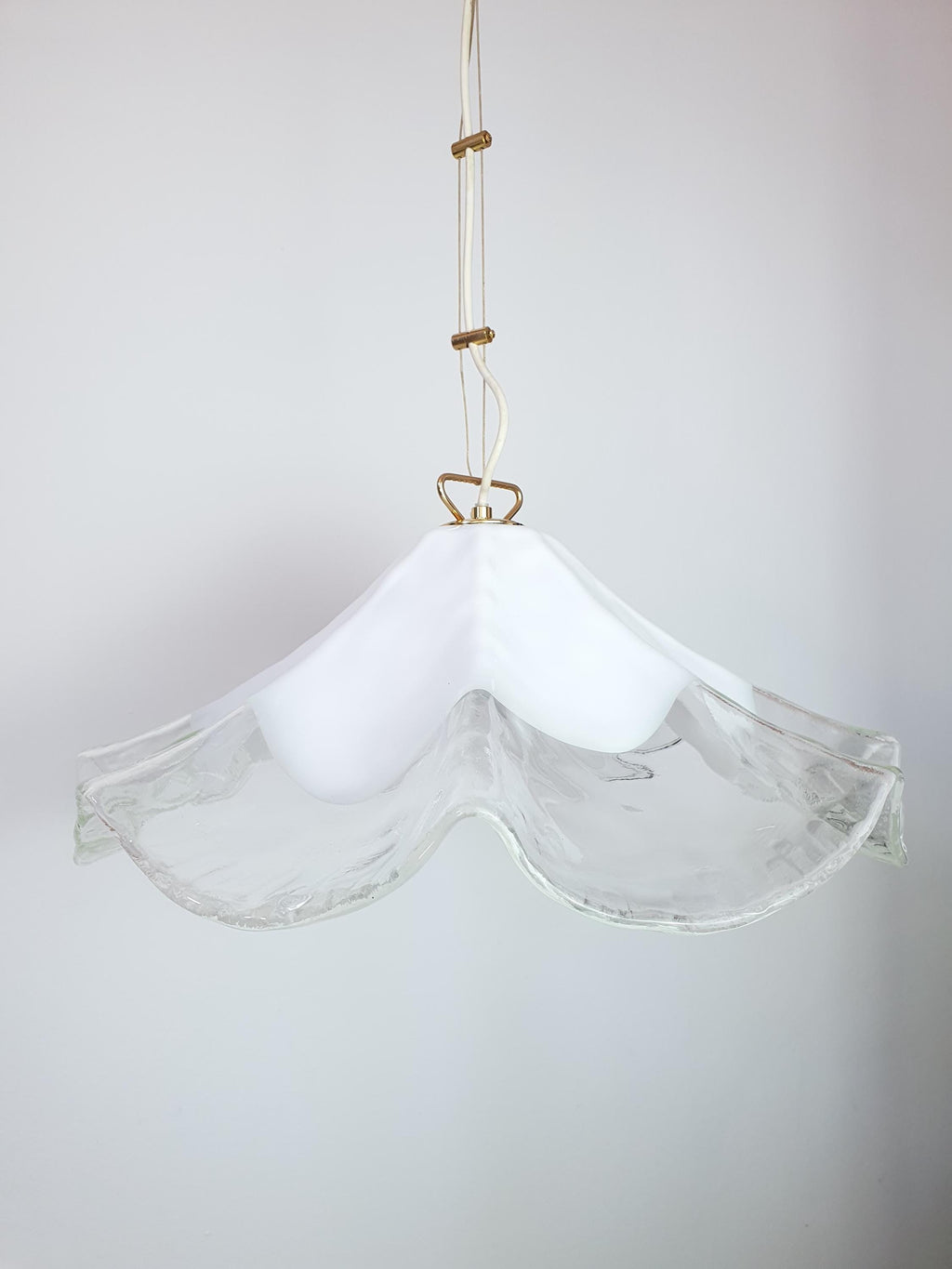 Vintage La Murrina pendant light — gold fitting and clear glass, very good vintage condition