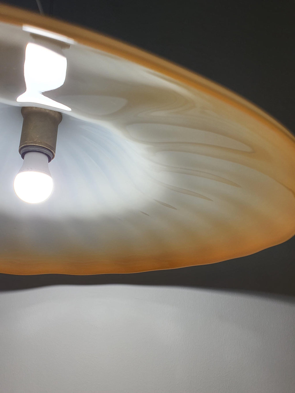 Large La Murrina Crème Brûlée Caramel Floral Pendant Light | Vintage Murano Glass Lighting