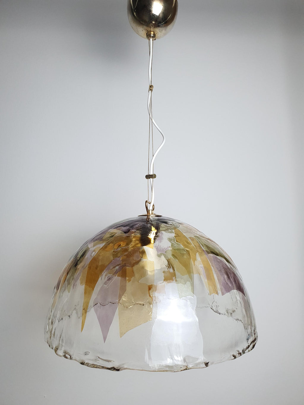 La Murrina 彩色穆拉诺玻璃钟形吊灯 – 绿色与黄色装饰