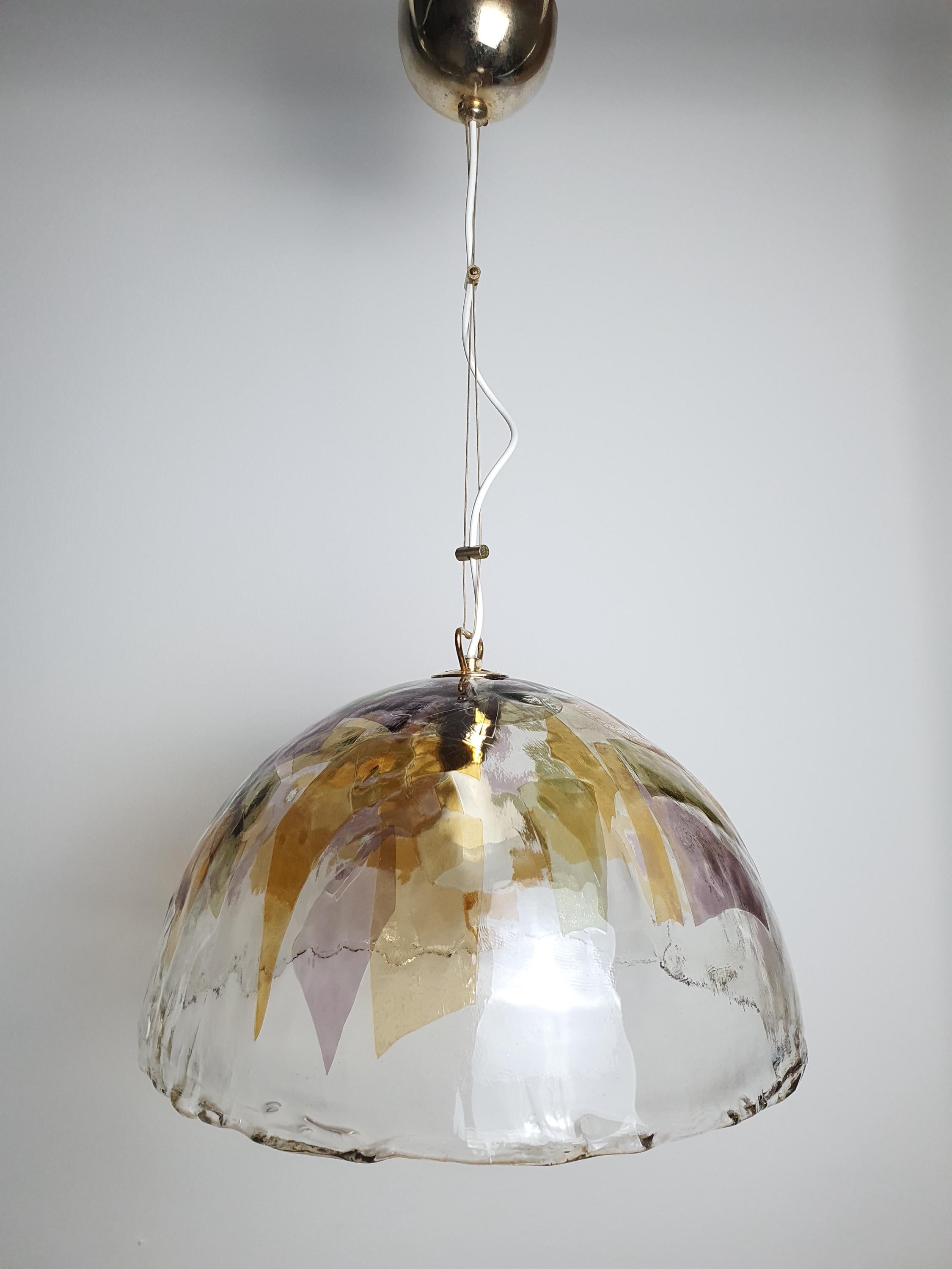 La Murrina 彩色穆拉诺玻璃钟形吊灯 – 绿色与黄色装饰