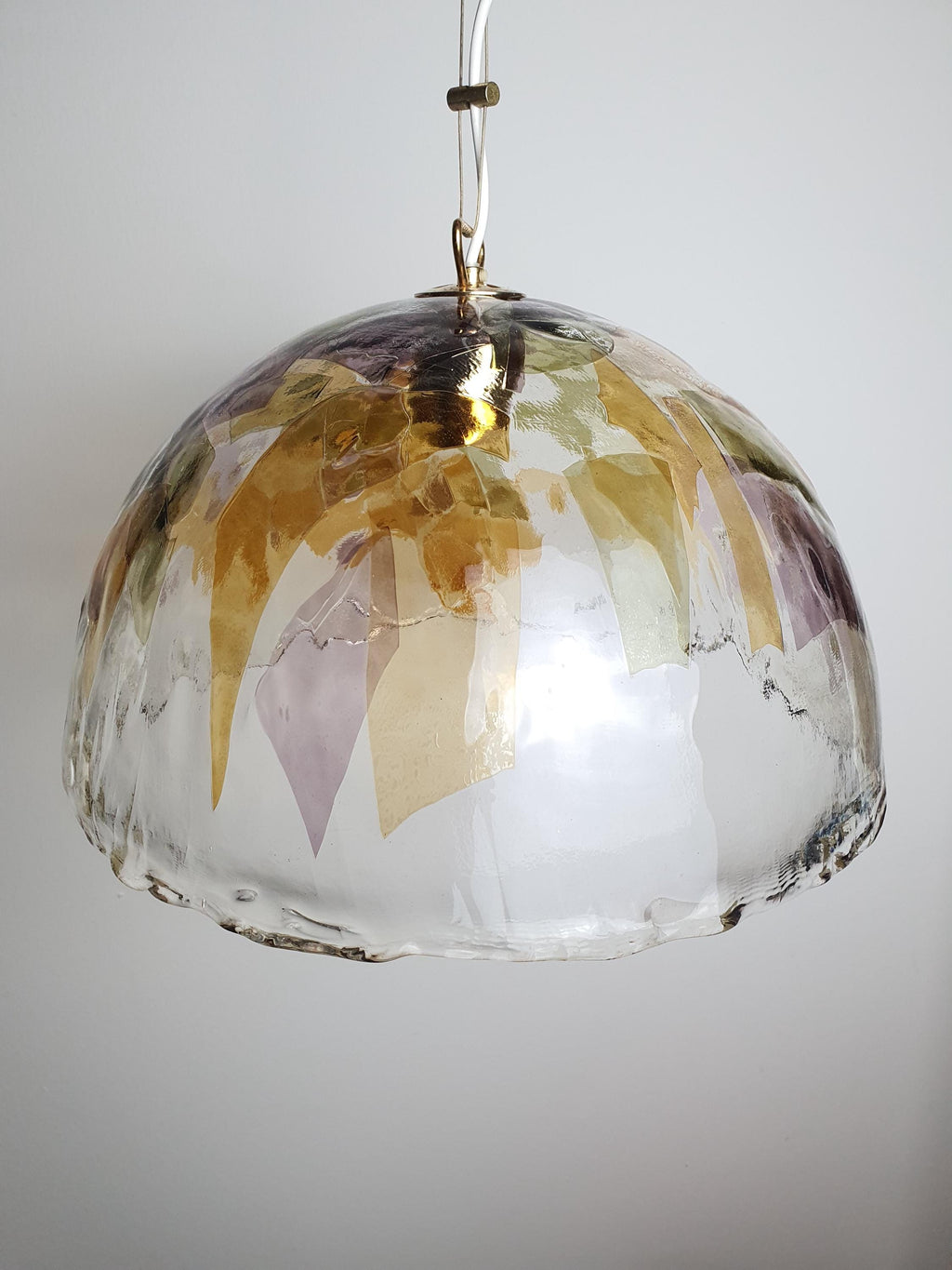 La Murrina bell-shaped Murano glass pendant light with green and yellow accents