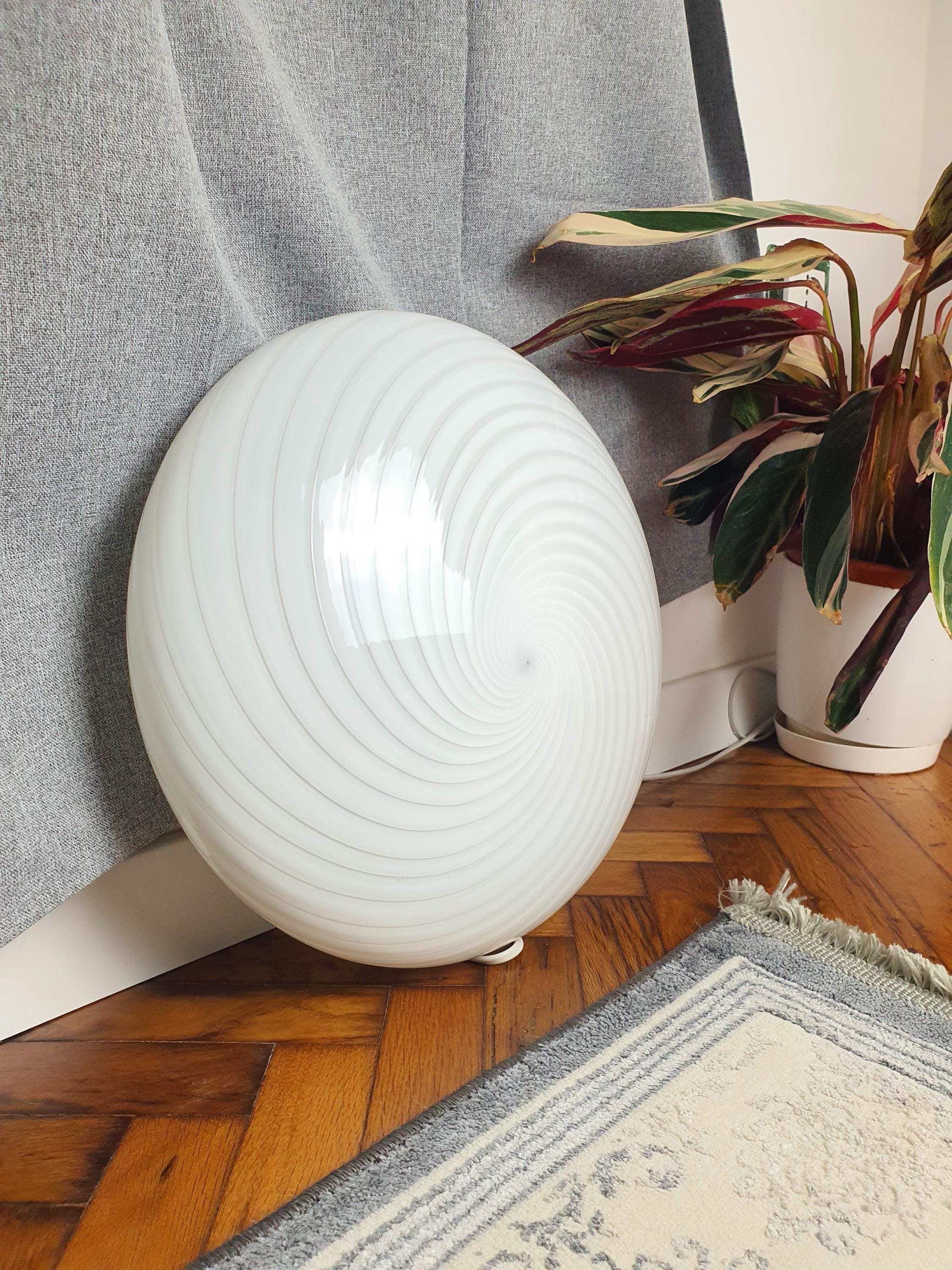 Vintage Murano Glass Swirl Flush Mount Light: Handcrafted Italian Ceiling Lamp