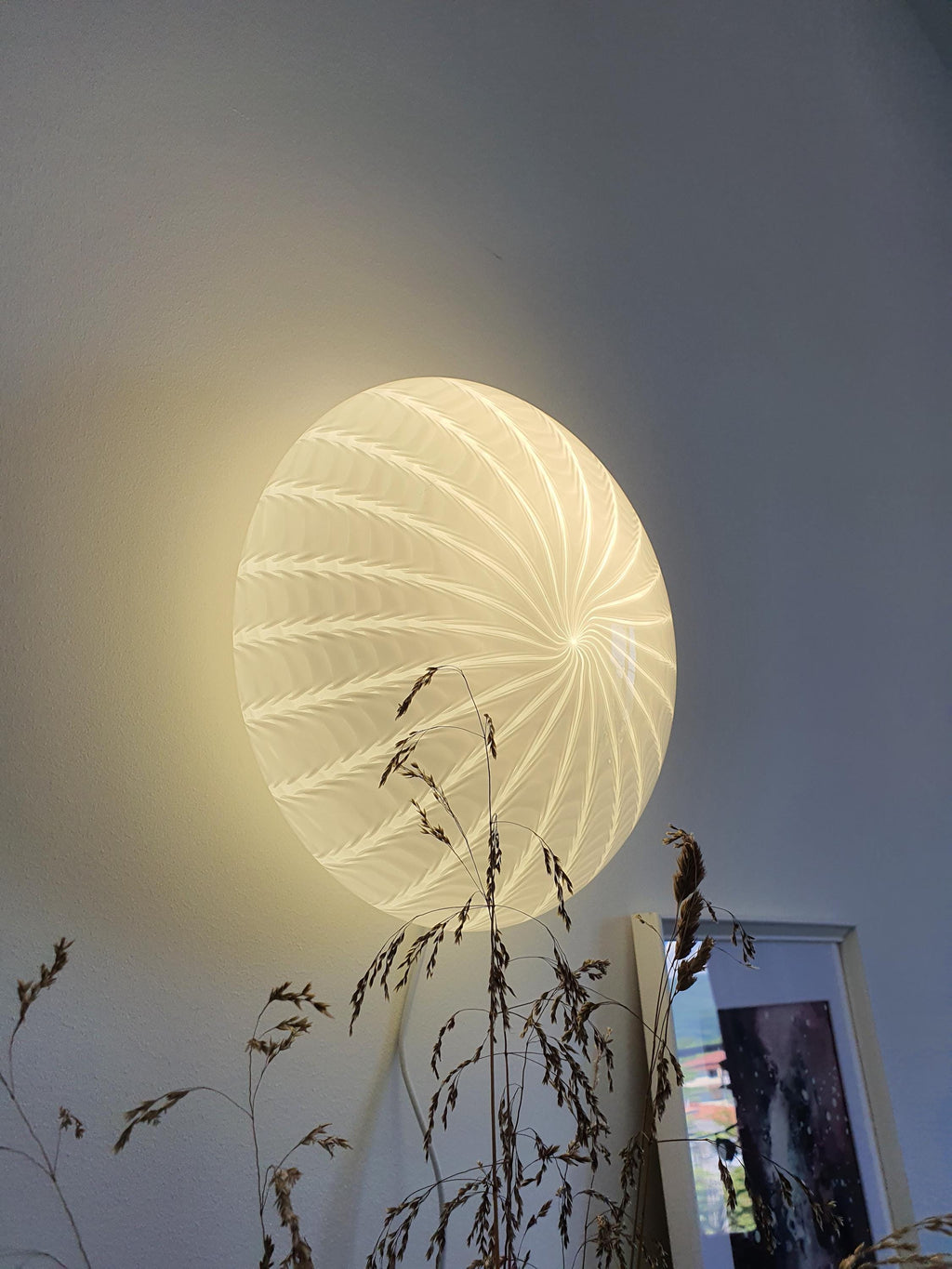 Vintage Murano Glass Flush Mount Light: Swirl Starburst, Mid-Century Modern