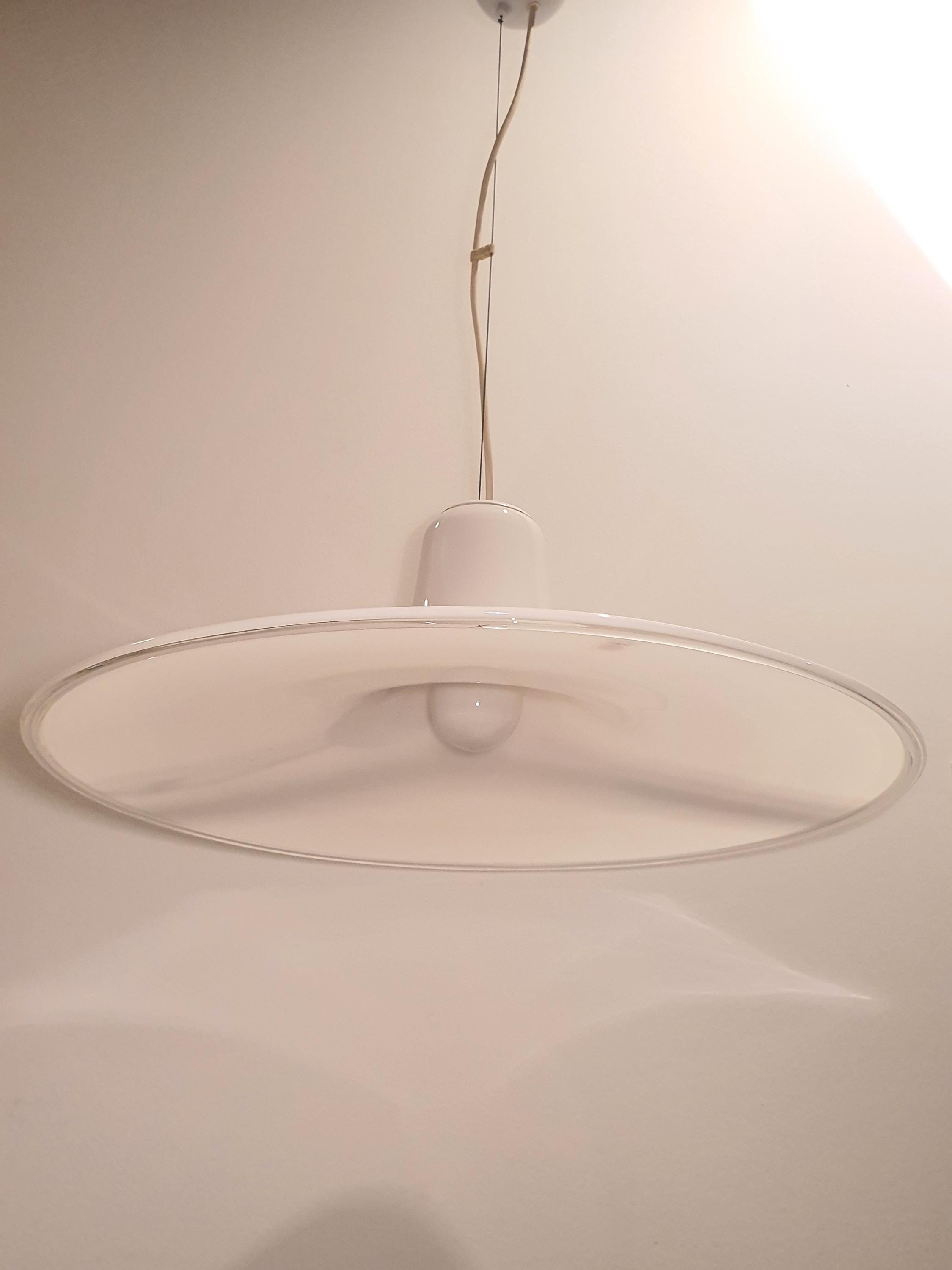 Vintage Murano Glass Pendant Light: Mid-Century Modern UFO Lamp