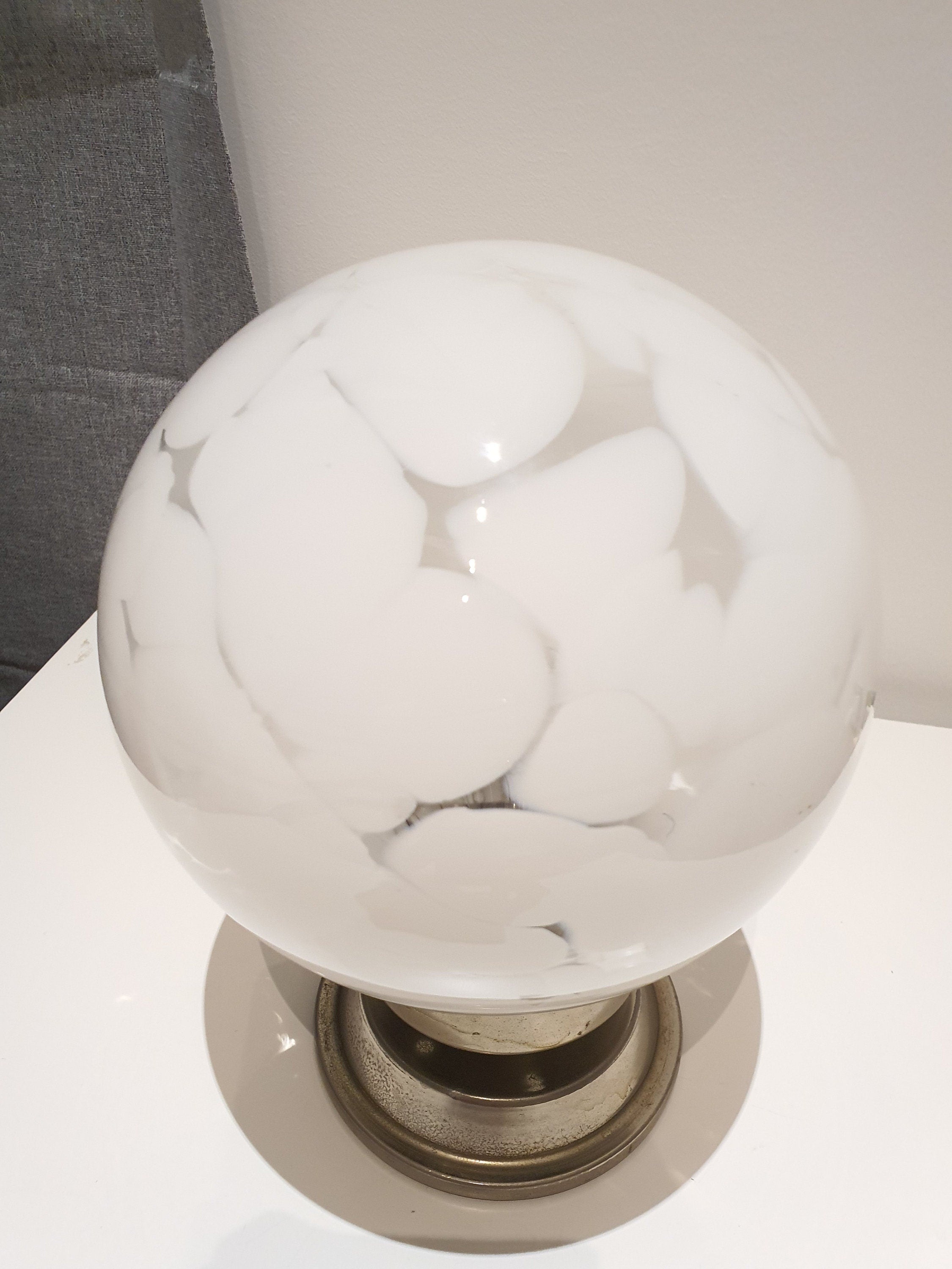 Murano Glass Globe Lamp: 1970s Italian Space Age Bedside Light