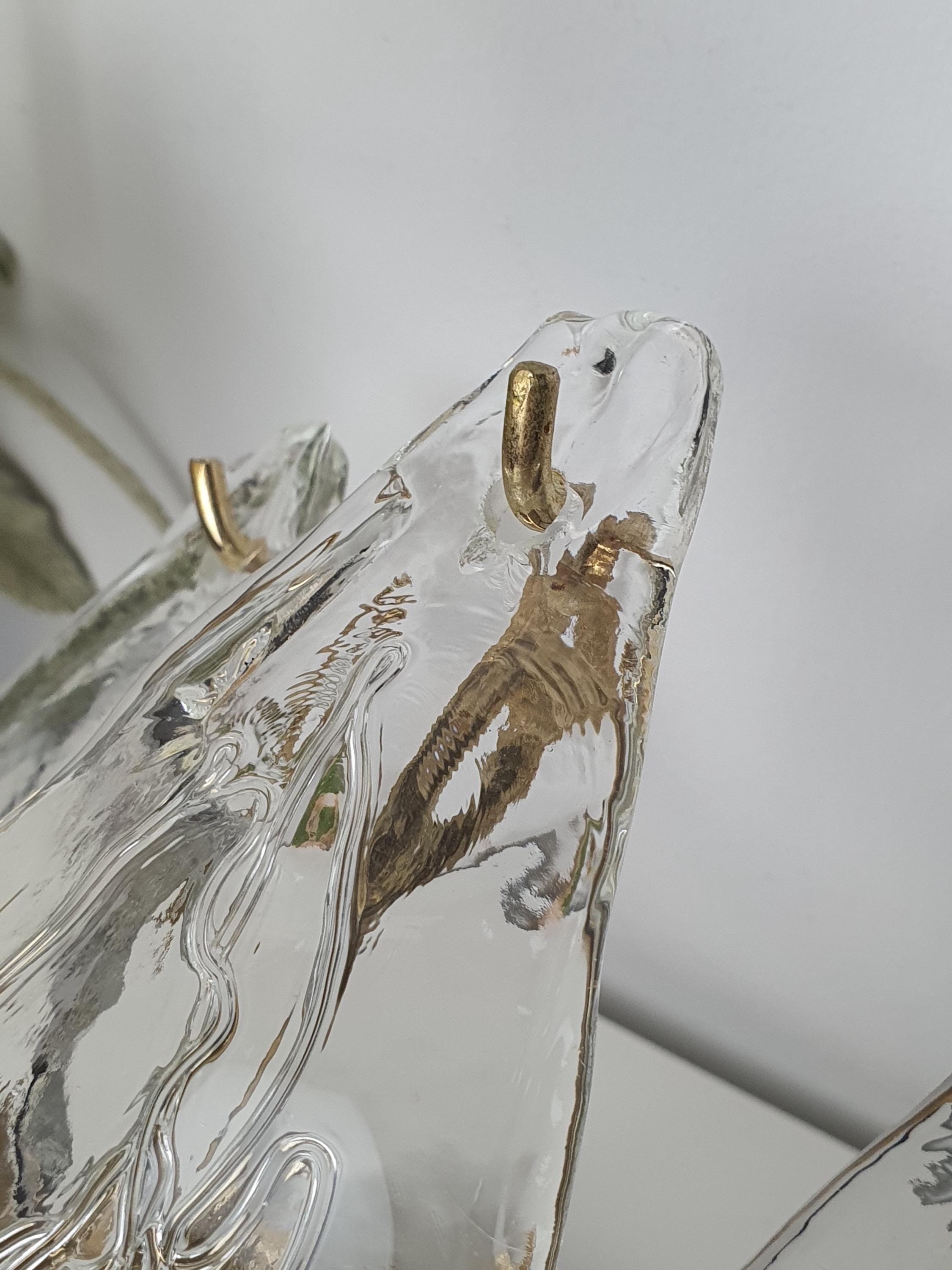 Pair of La Murrina Diamond-Shaped Petal Murano Glass Wall Sconces Gold Base